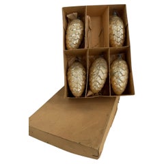 Lot five Mercury Glass Christmas Ornaments Fir cone Antique German, 1910s