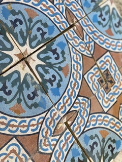 Lot of Blue and Orange Designed Tiles