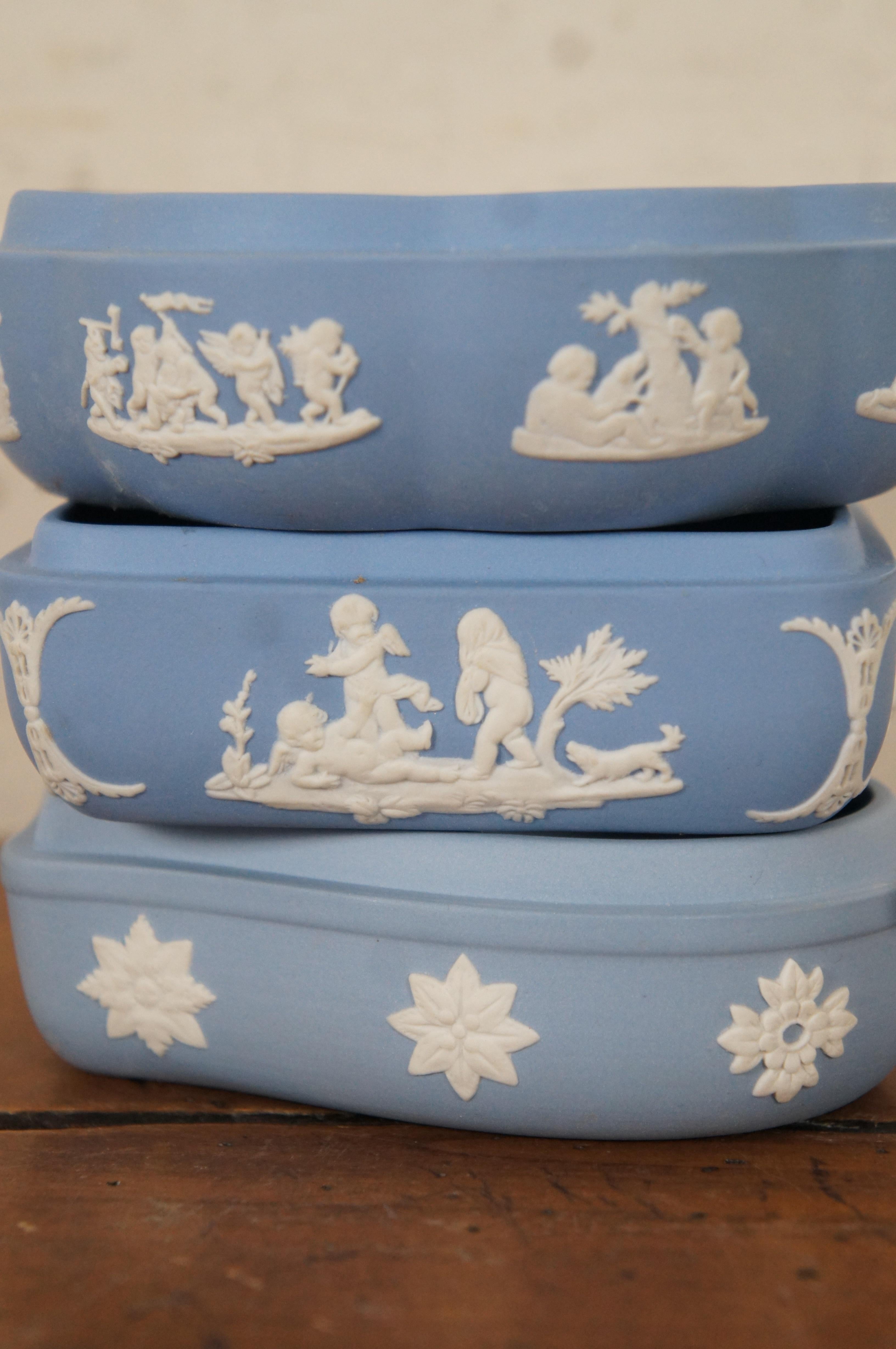 Lot of 13 Wedgwood Jasperware Lavender Blue Trinket Box Dish Lighter Vase Bowl 2