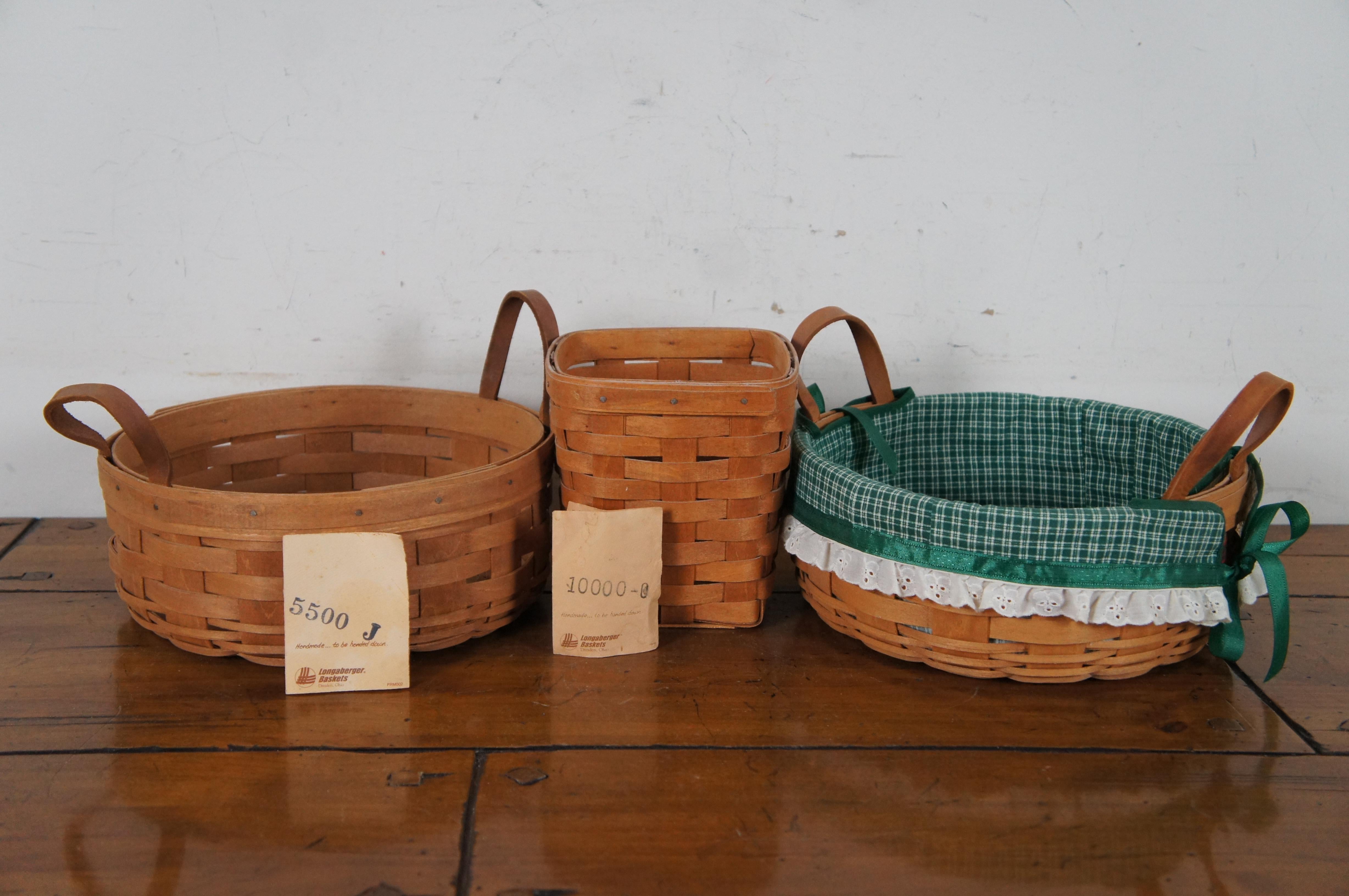 Rustic Lot of 16 Vintage Longaberger Storage Baskets Signed Market Christmas Maple
