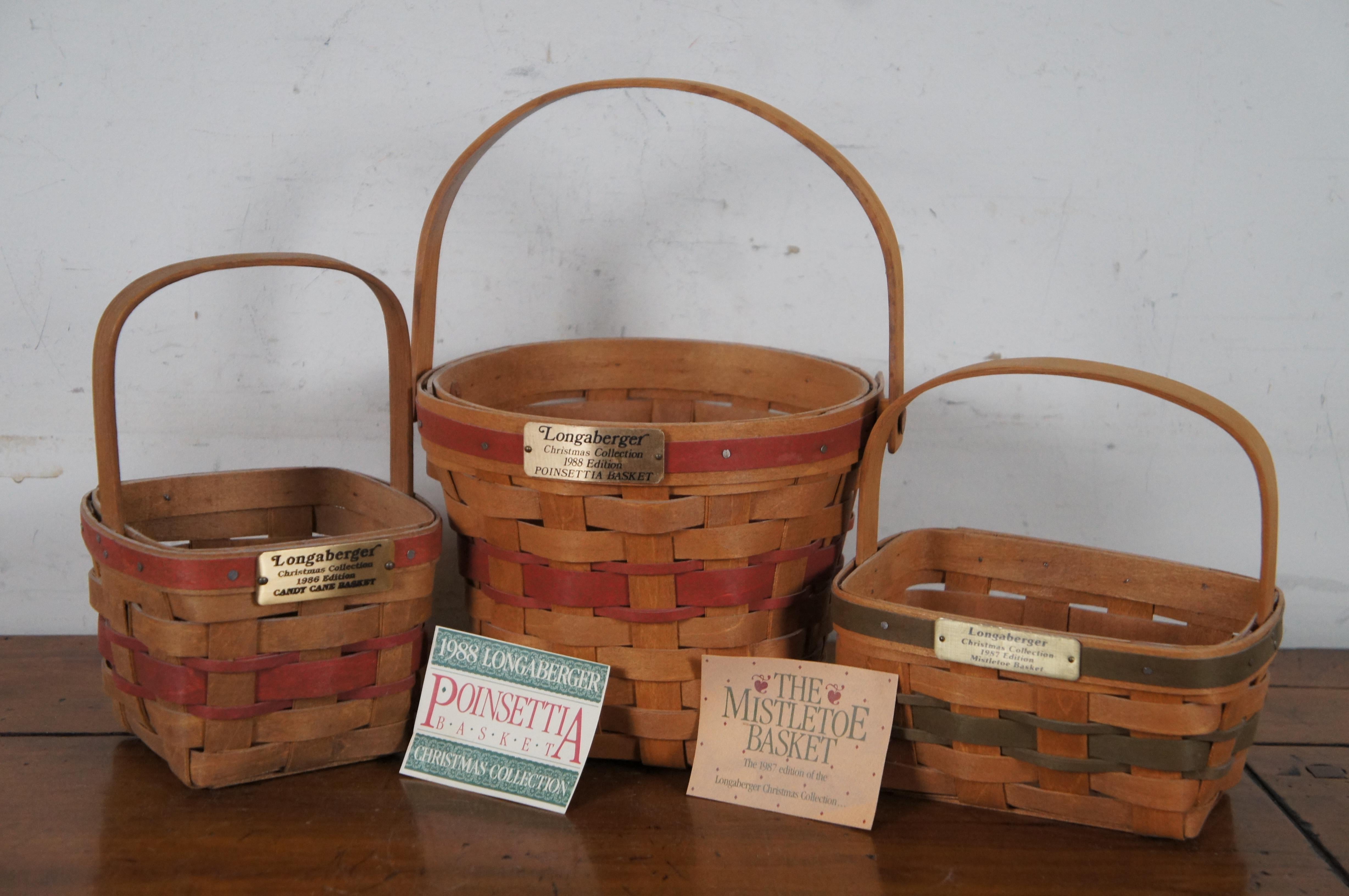 Late 20th Century Lot of 16 Vintage Longaberger Storage Baskets Signed Market Christmas Maple