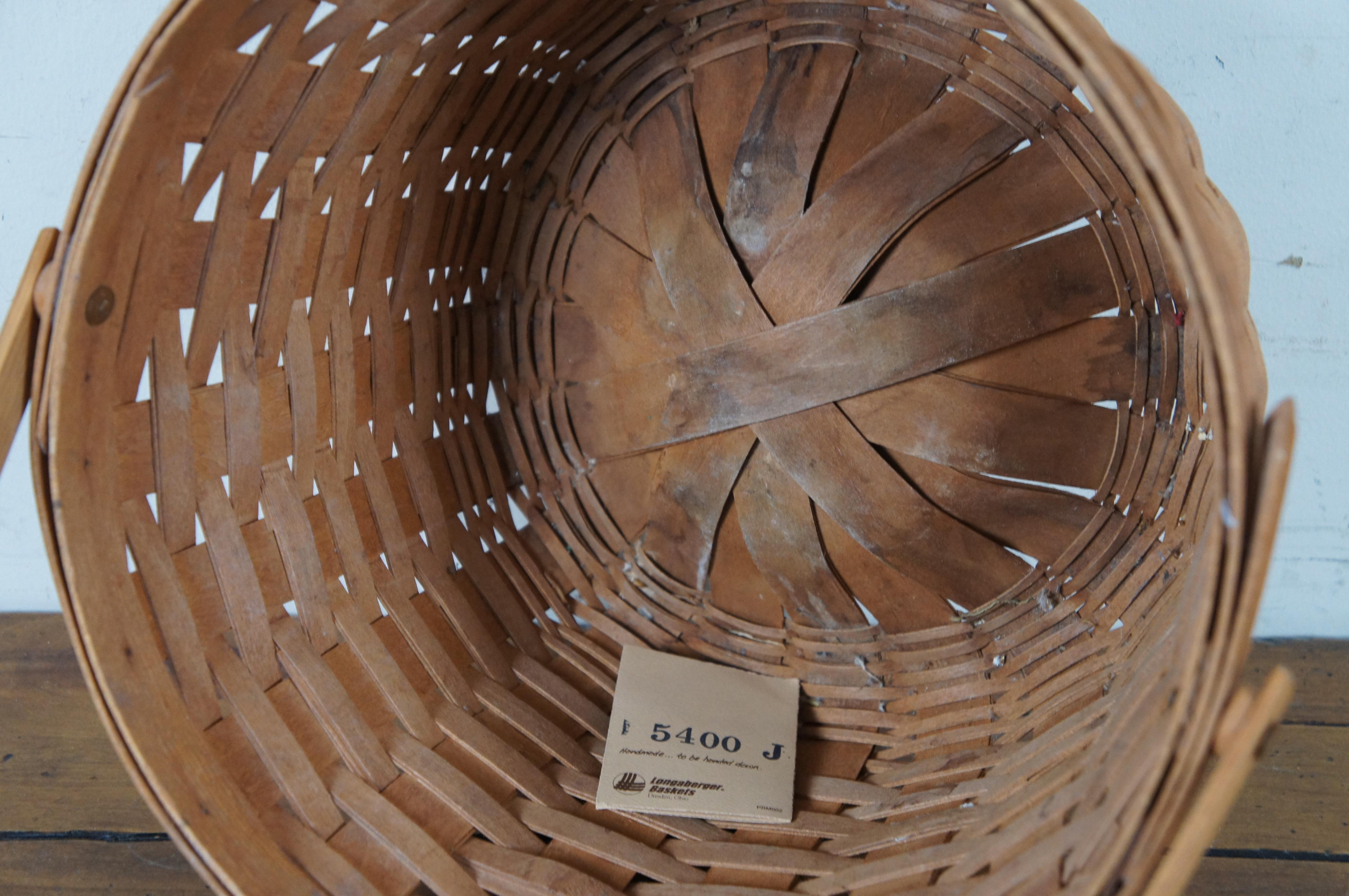 Leather Lot of 16 Vintage Longaberger Storage Baskets Signed Market Christmas Maple