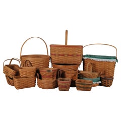 Lot of 16 Vintage Longaberger Storage Baskets Signed Market Christmas Maple