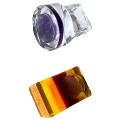 Lot of 2 1970s Siv Langstrom Swedish Mod American Mod Layered Acrylic Rings