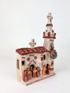 Lot de 2 sculptures péruviennes en terre cuite d'Ayacucho