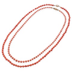 Lot of 2 Vintage 10k Yellow Gold Red Coral Necklaces