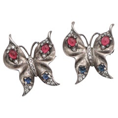 Lot of 2 Vintage Trifari Sterling Silver Alfred Philippe Butterfly Brooch Pins