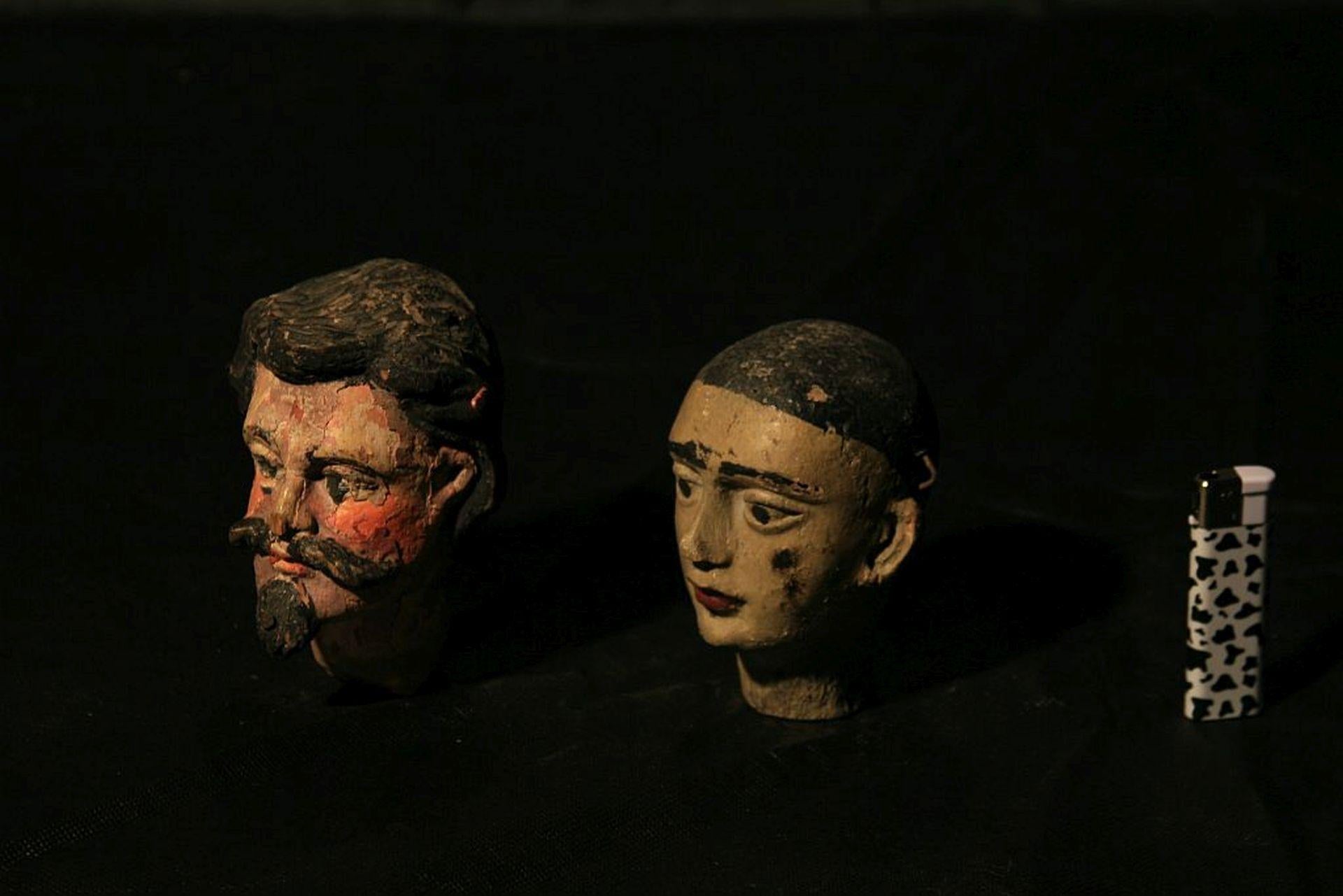 Lot of 20 19th Century Marionette Wooden Heads For Sale 5