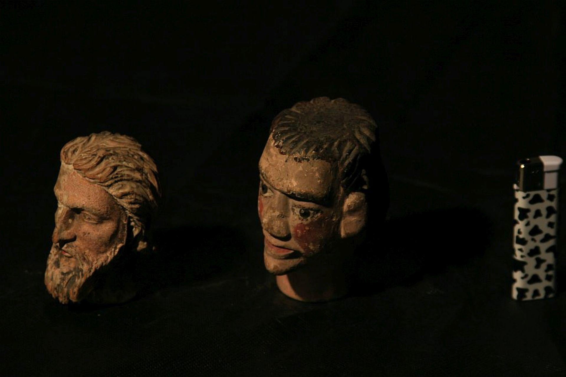 Lot of 20 19th Century Marionette Wooden Heads For Sale 6