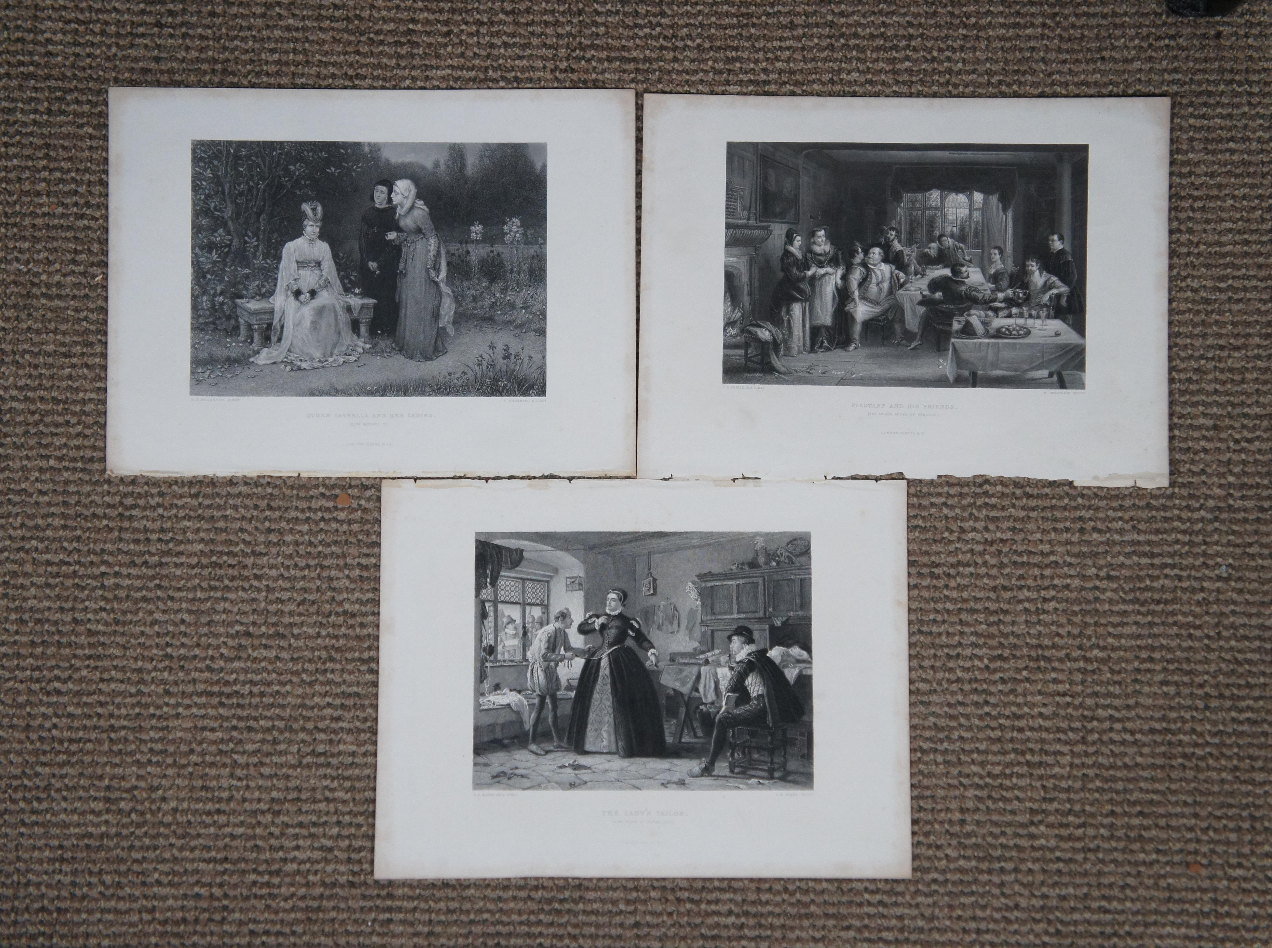 Lot de 23 gravures anciennes de scènes de théâtre de Shakespeare de 14 pouces en vente 4