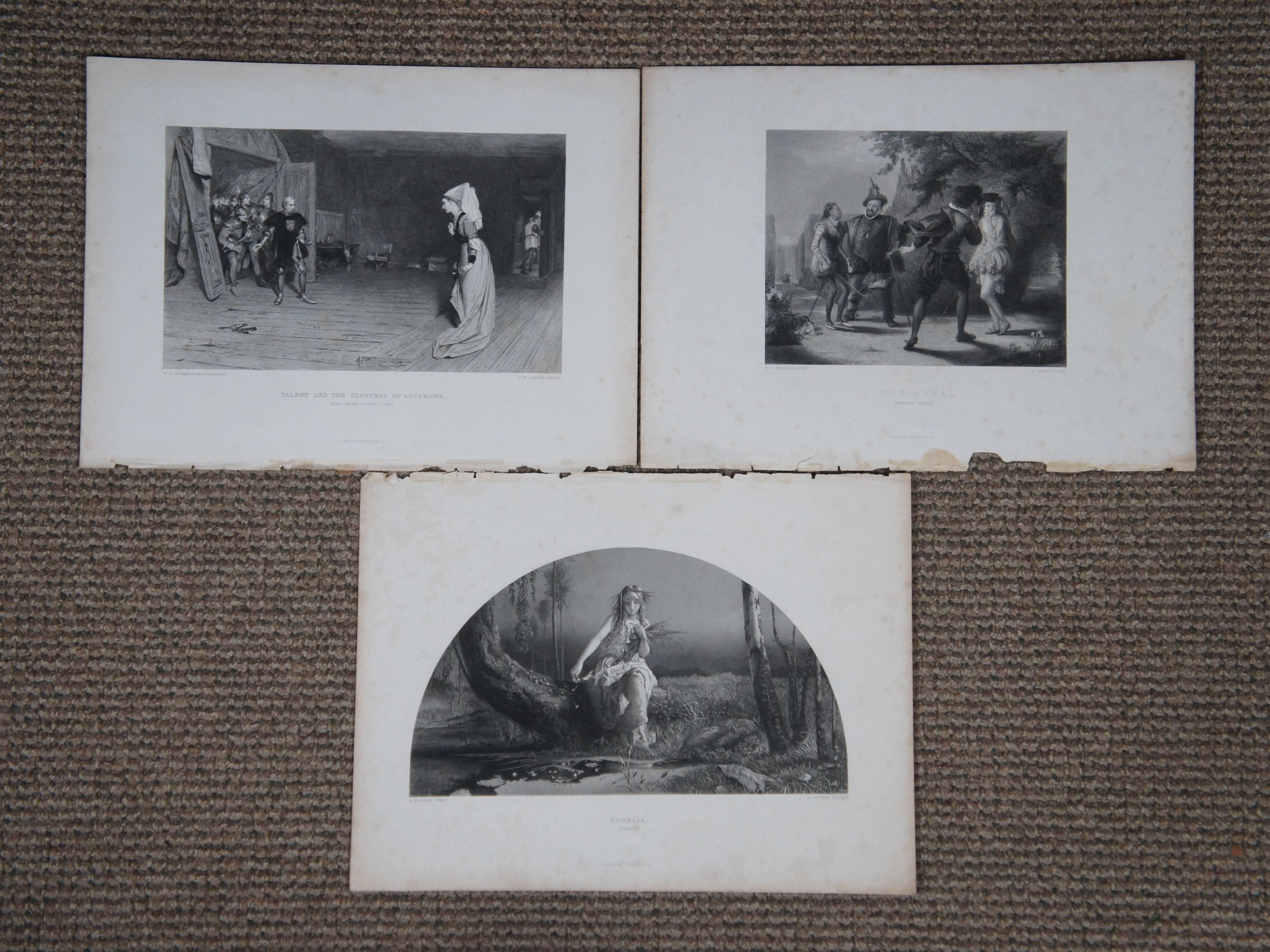 Lot de 23 gravures anciennes de scènes de théâtre de Shakespeare de 14 pouces en vente 2