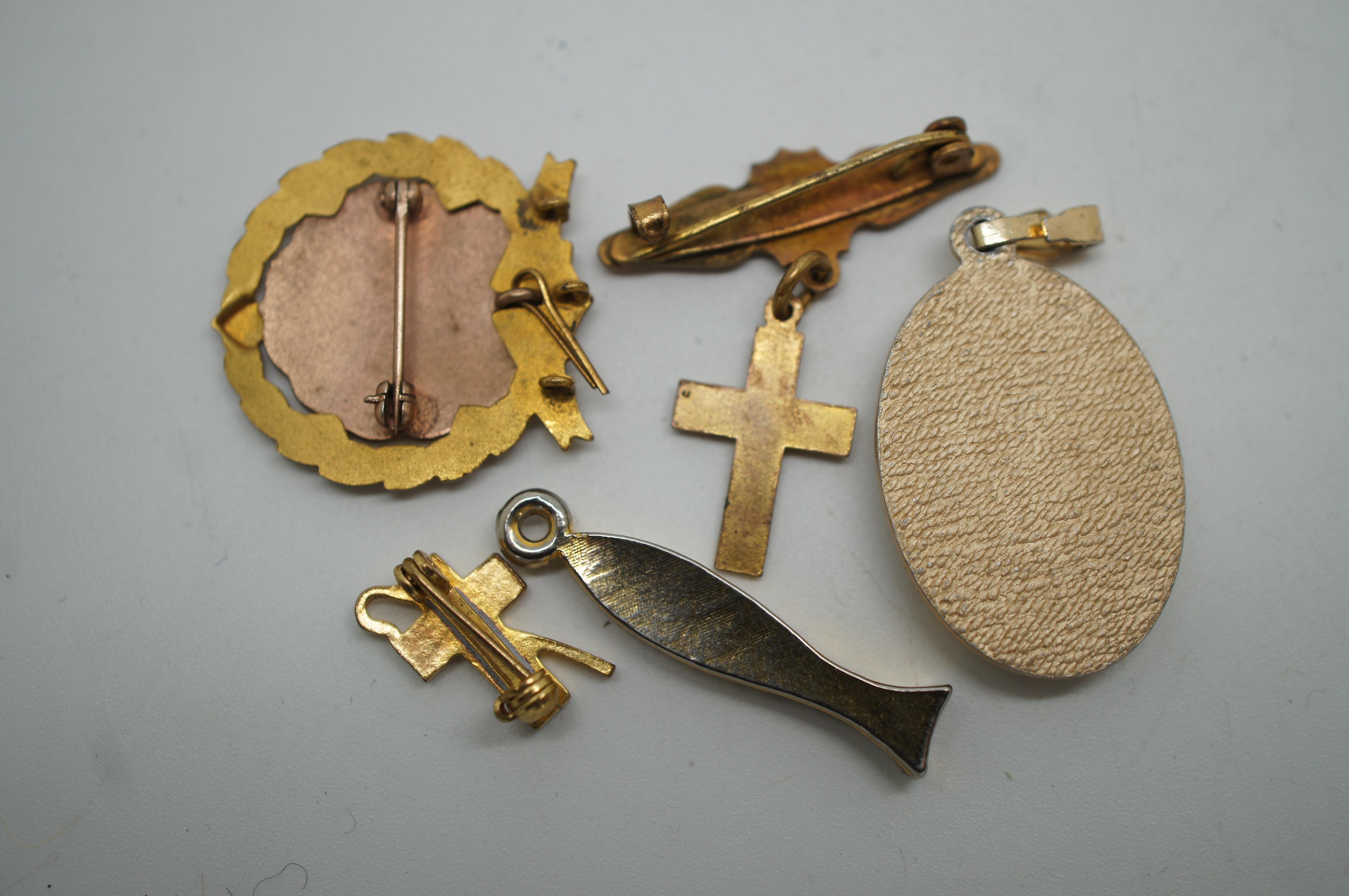 Metal Lot of 29 Antique Vintage Christian Religious Medals Church Cross Pins