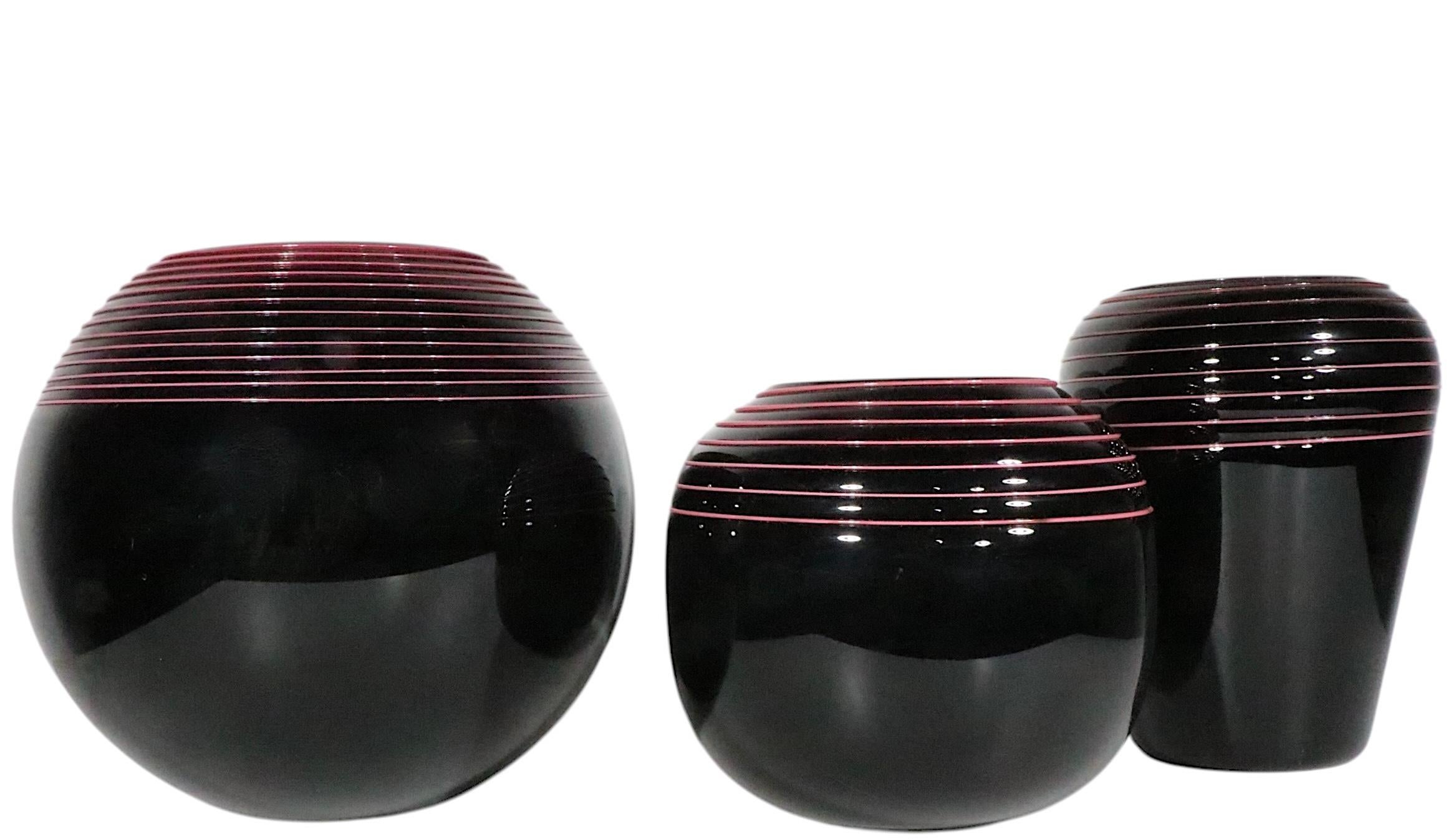 Lot of 3  Art Glass vases att. to Seguso c. 1980's in vendita 1