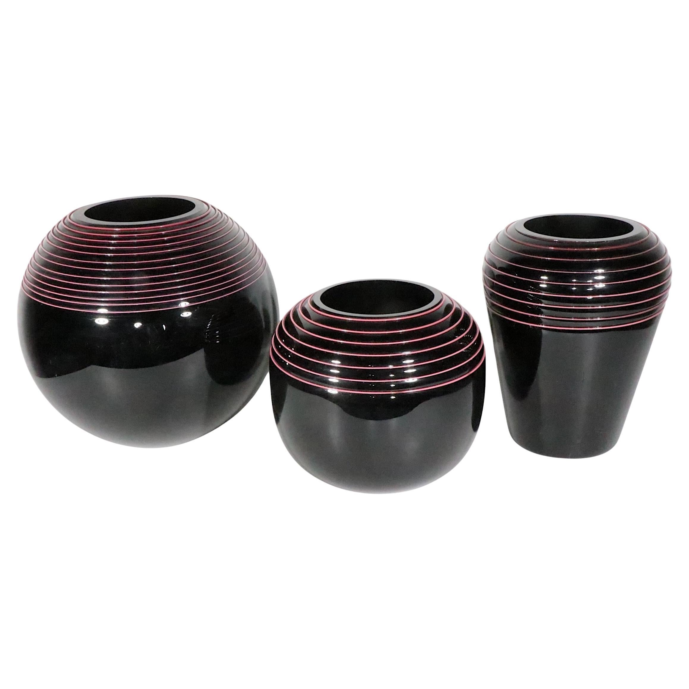 Lot of 3  Art Glass vases att. to Seguso c. 1980's in vendita
