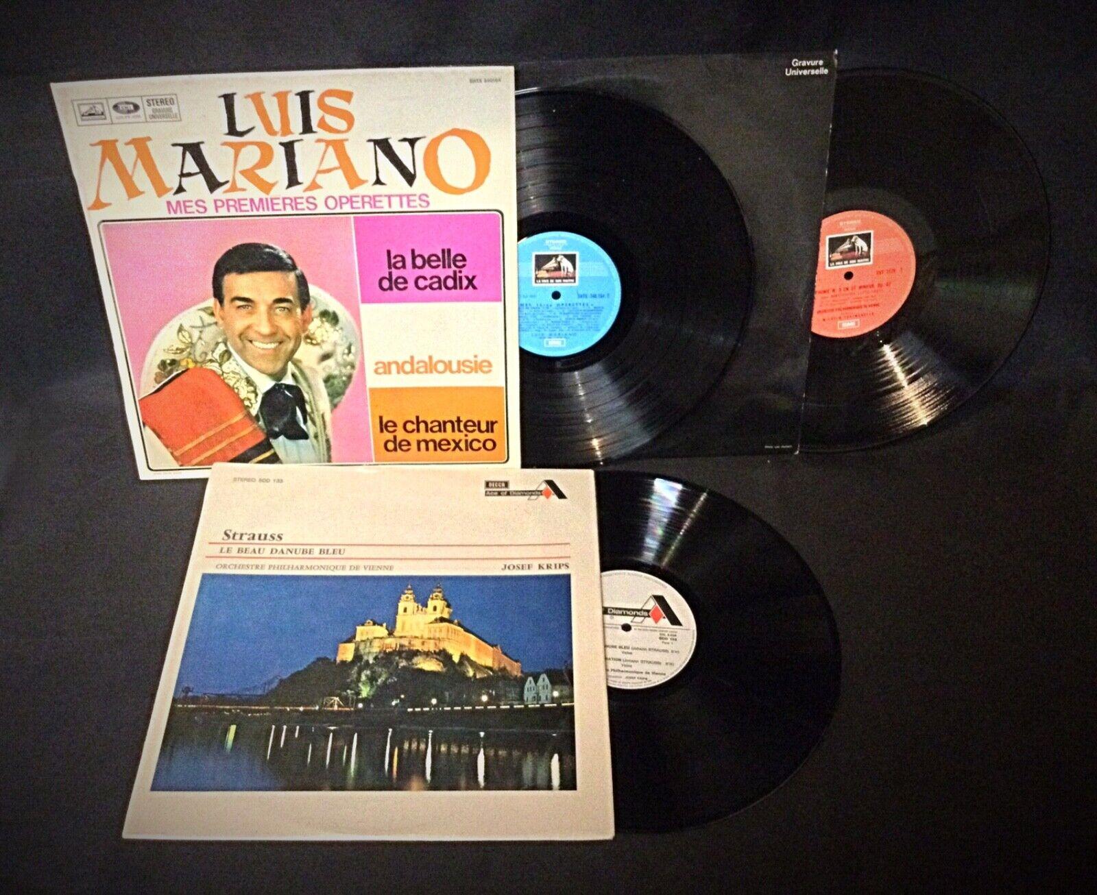 Francese Lotto di 3 dischi classici in vinile - Beethoven, Luis Mariano, Strauss - 2Y18 in vendita