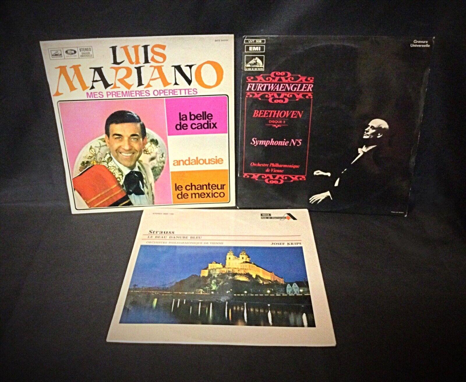 Lotto di 3 dischi classici in vinile - Beethoven, Luis Mariano, Strauss - 2Y18 In condizioni buone in vendita a Bordeaux, FR
