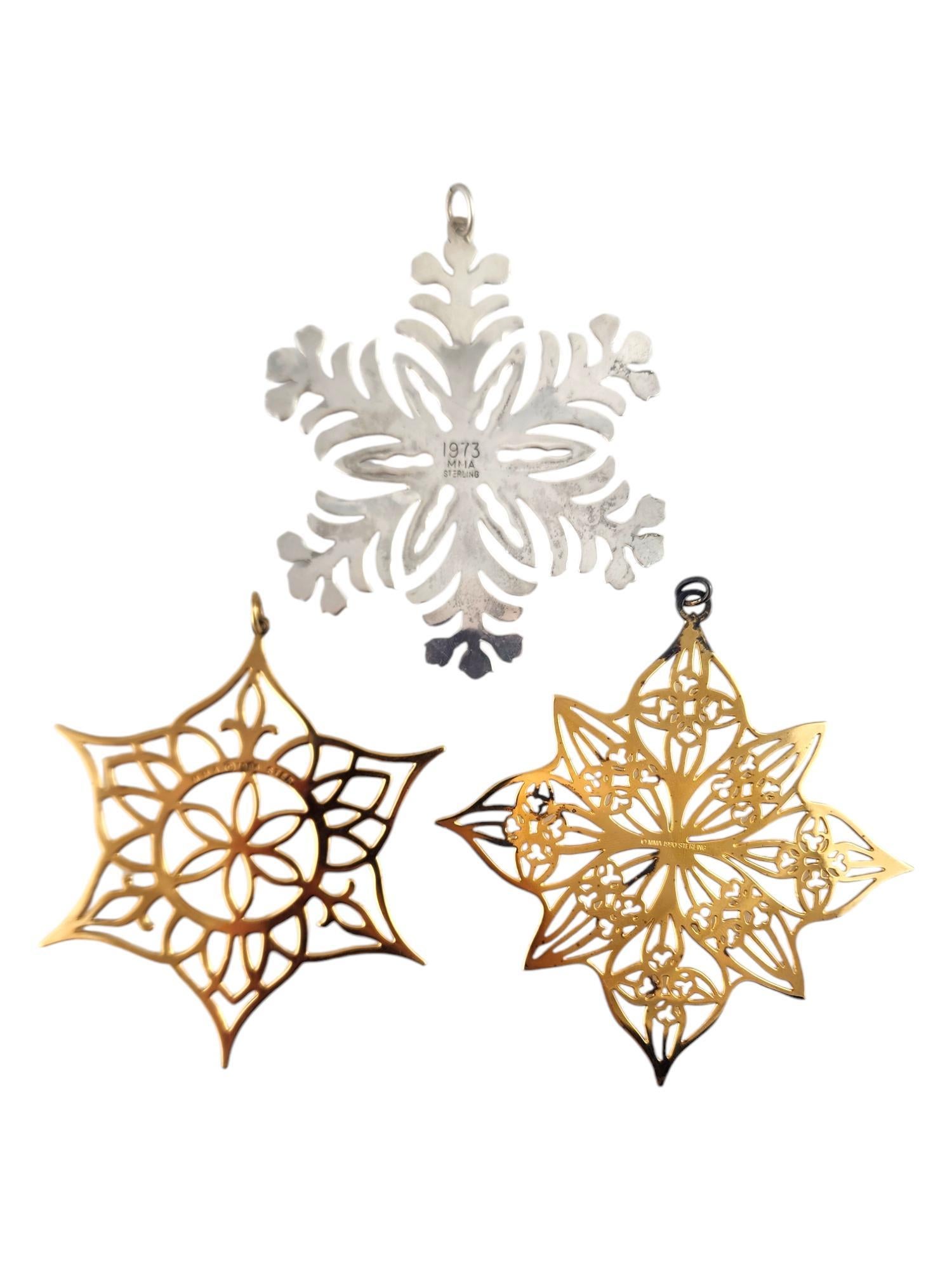 Lot of 3 MMA Sterling Silver Snowflake Ornaments #18718 1
