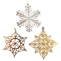 Lot of 3 MMA Sterling Silver Snowflake Ornaments #18718