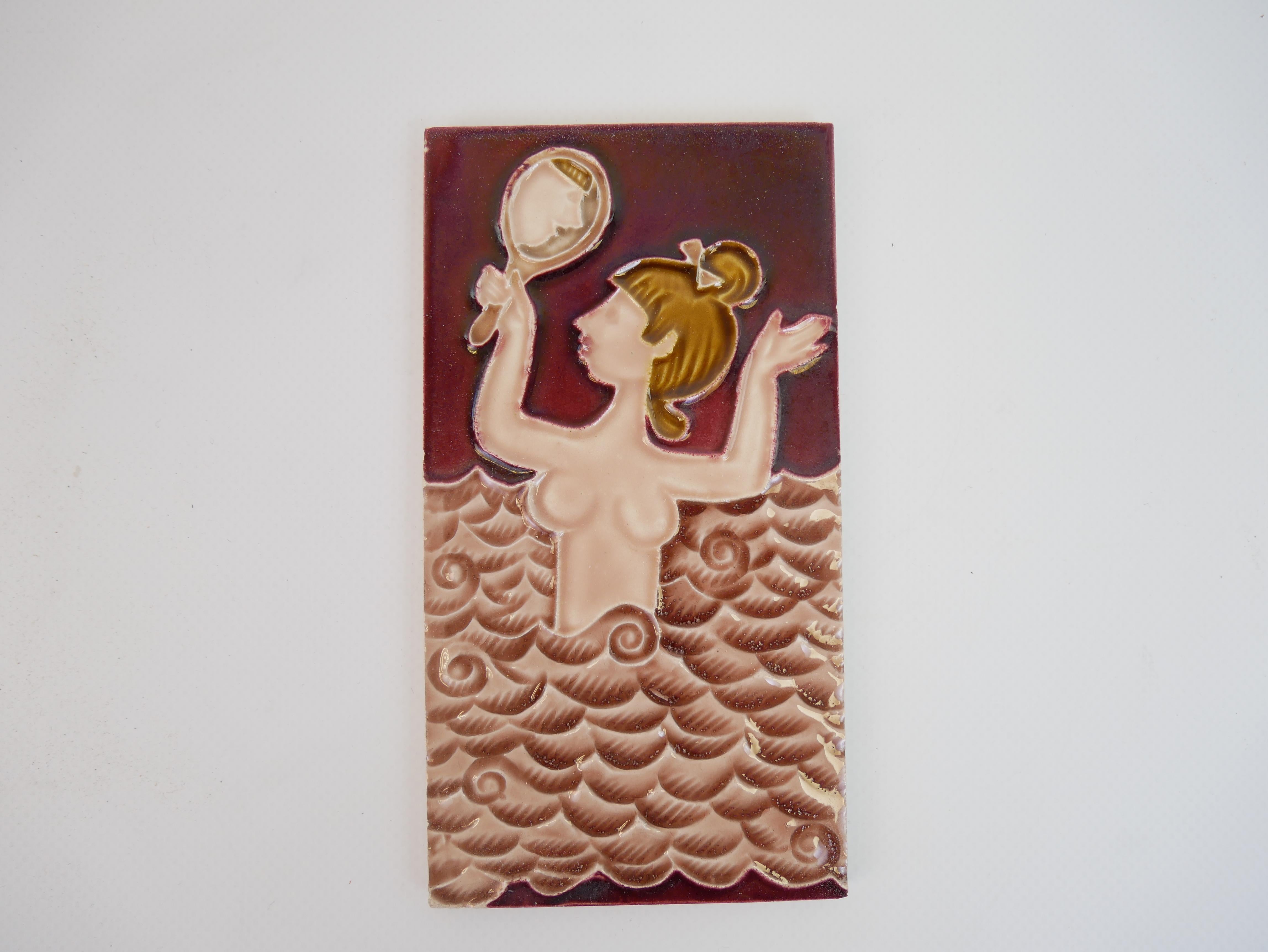 Lot de 3 carreaux très rares représentant des sirènes de Roger Capron en vente 5