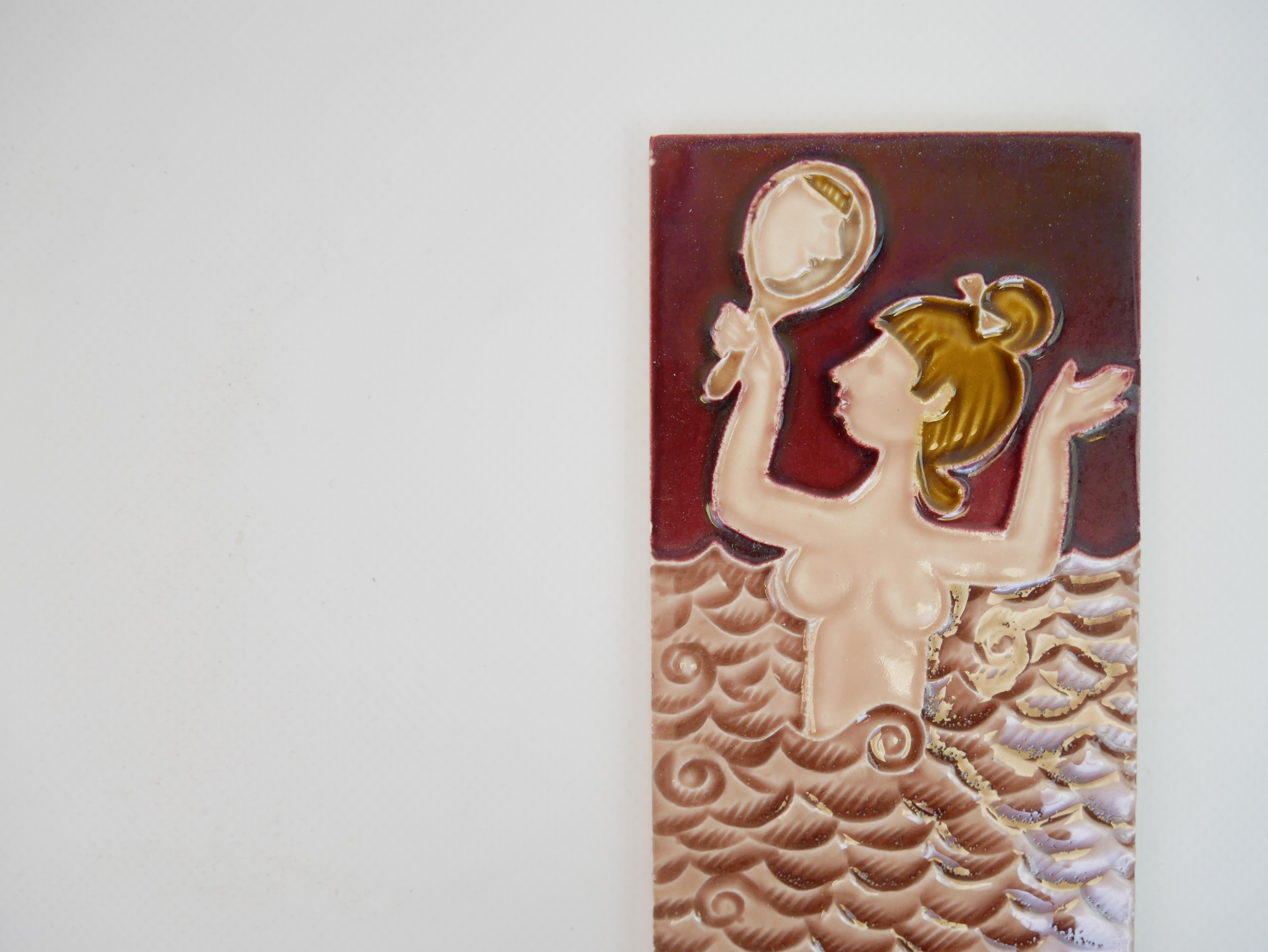 Lot de 3 carreaux très rares représentant des sirènes de Roger Capron en vente 6