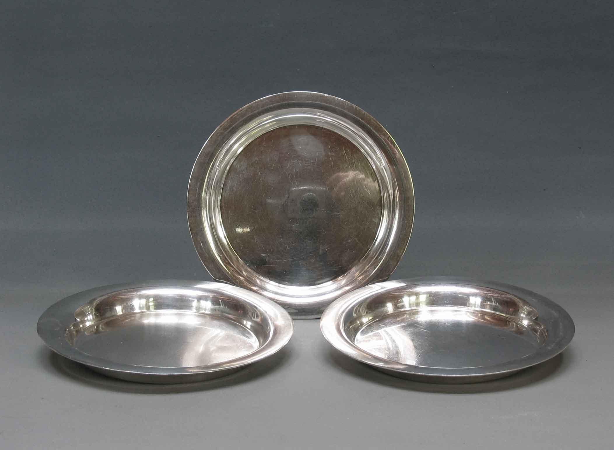 International Style Lot of 3 Vintage Christofle Silver-Plated Bottle/Carafe Coasters For Sale
