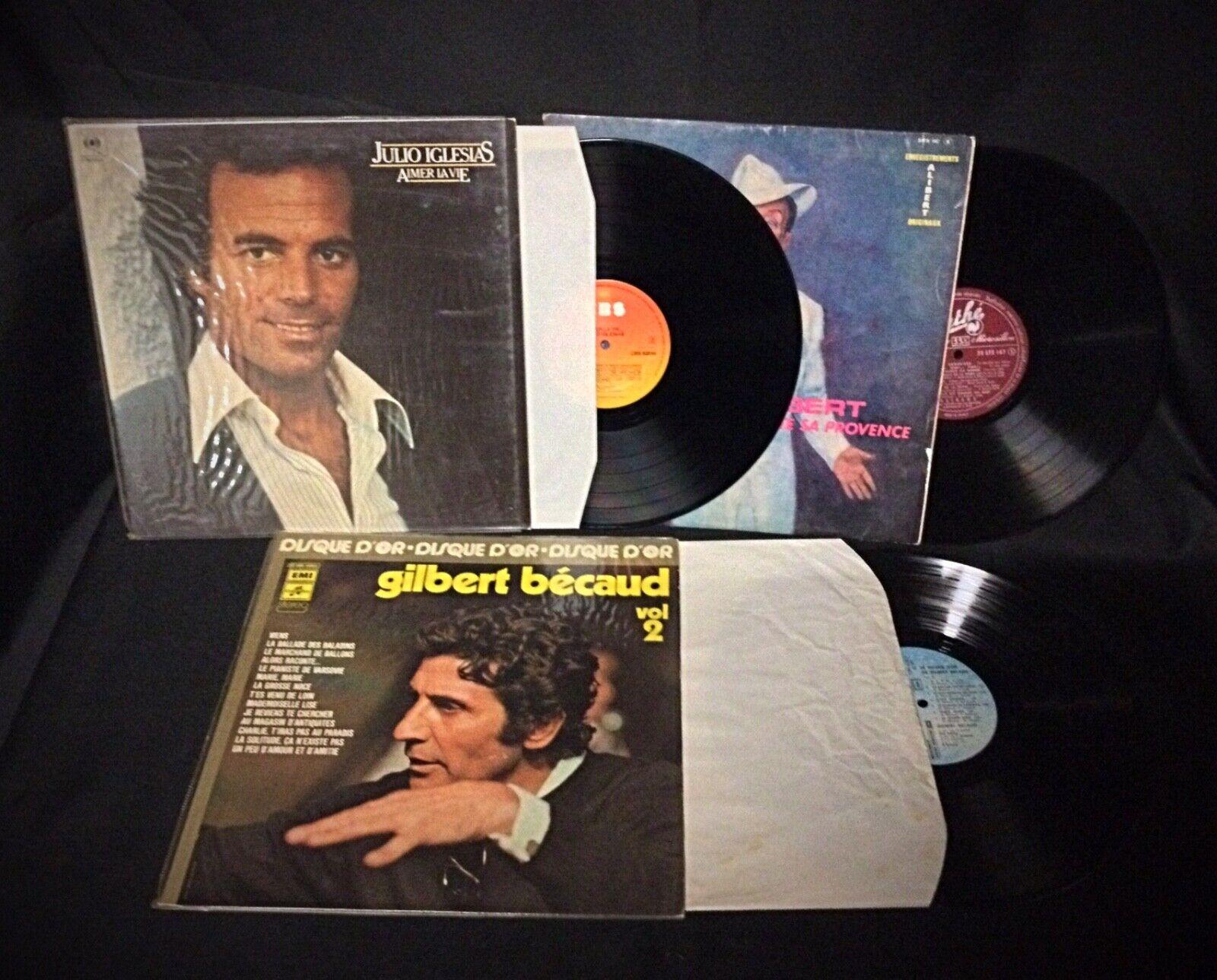 Stile impero Lotto di 3 dischi in vinile - Variously Music Styles: G. Bécaud, Julio Iglesias - 2Y28 in vendita