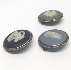 Lot of 3 Wedgwood Silver Cameo Jasperware Pins