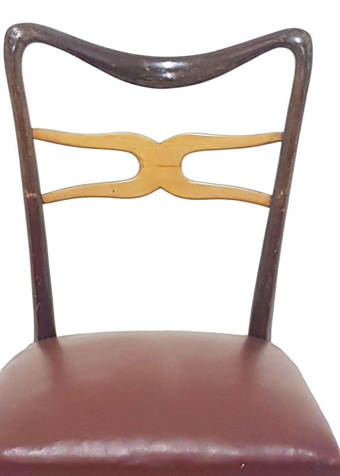 Lot von 4 Stühlen, entworfen von Melchiorre Bega für Mobilificio Ponti Lissone, 1950er Jahre (Kunstleder) im Angebot