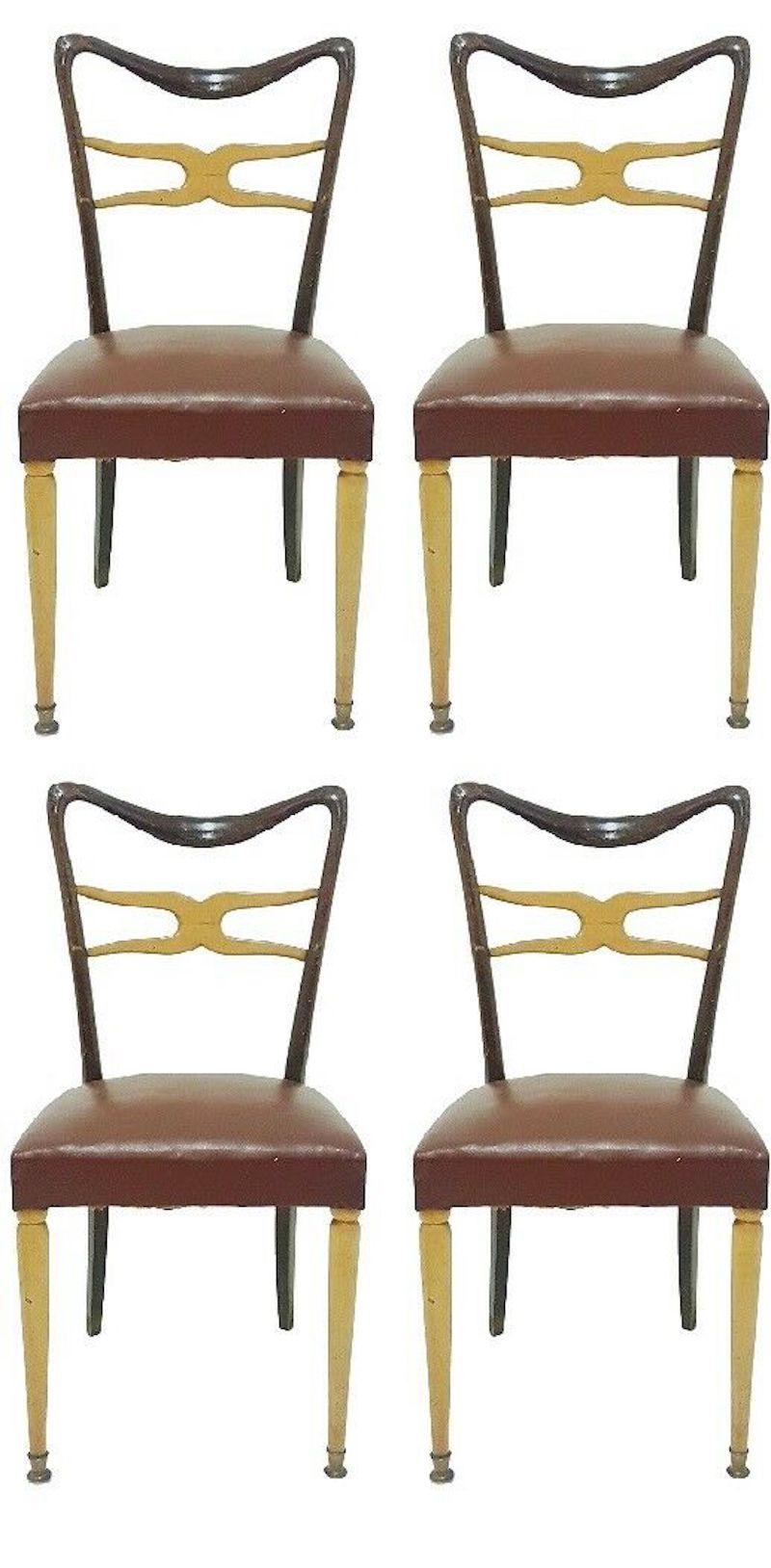 Lot von 4 Stühlen, entworfen von Melchiorre Bega für Mobilificio Ponti Lissone, 1950er Jahre im Angebot 2