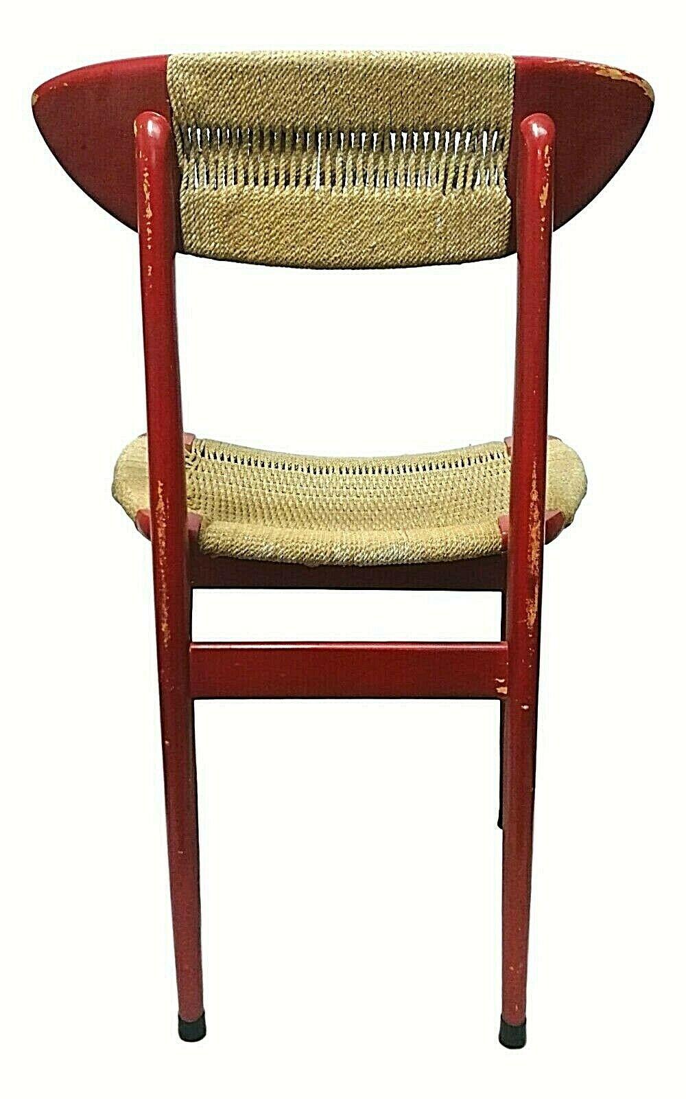 Milieu du XXe siècle Lot de 4 chaises de la collection Design Hans Wegner en bois et corde, années 1950 en vente