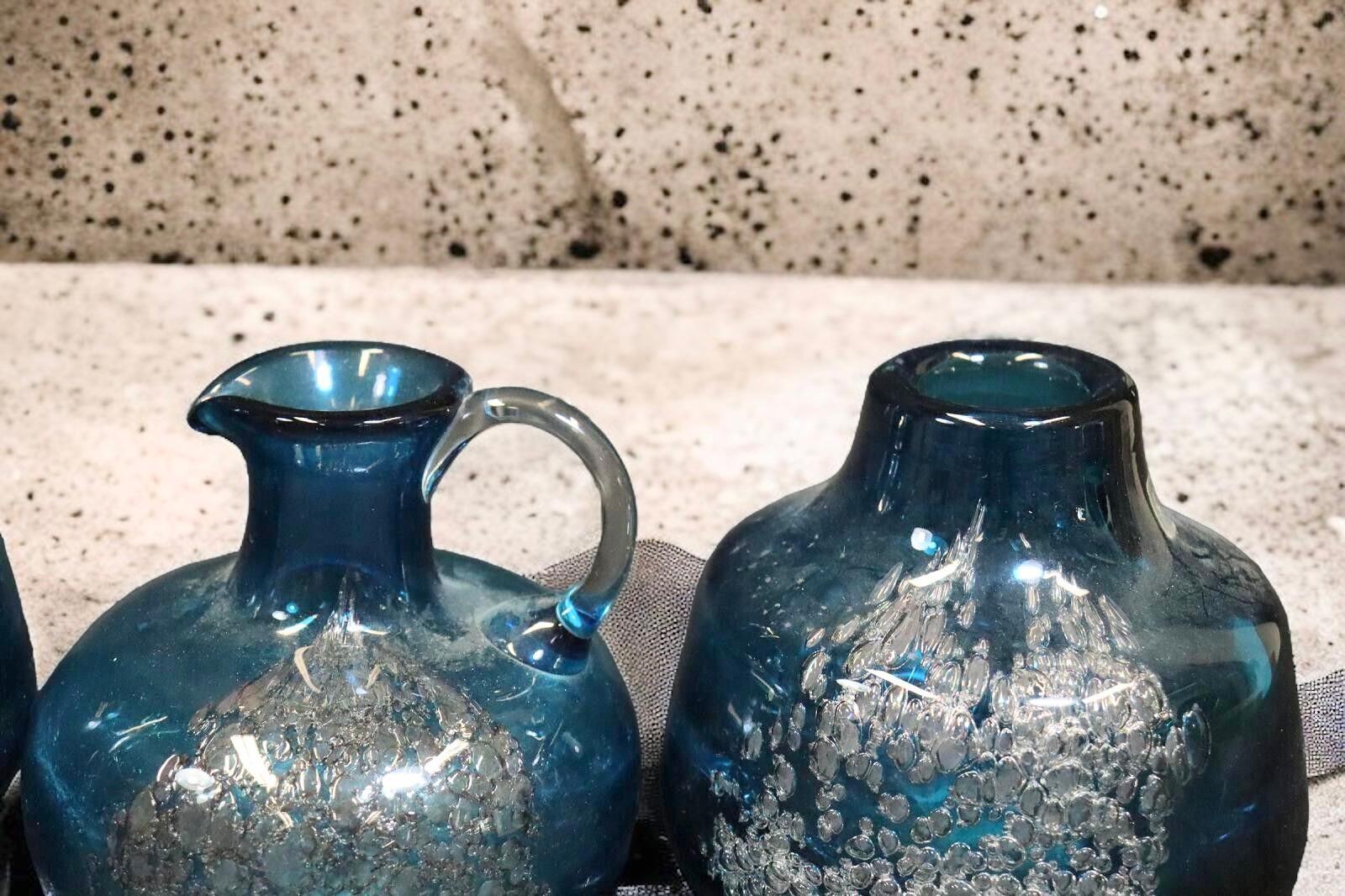 Lot of 5 Blue Swirl Vases Florida Design Heinrich Löffelhardt 60s Pop Art For Sale 4