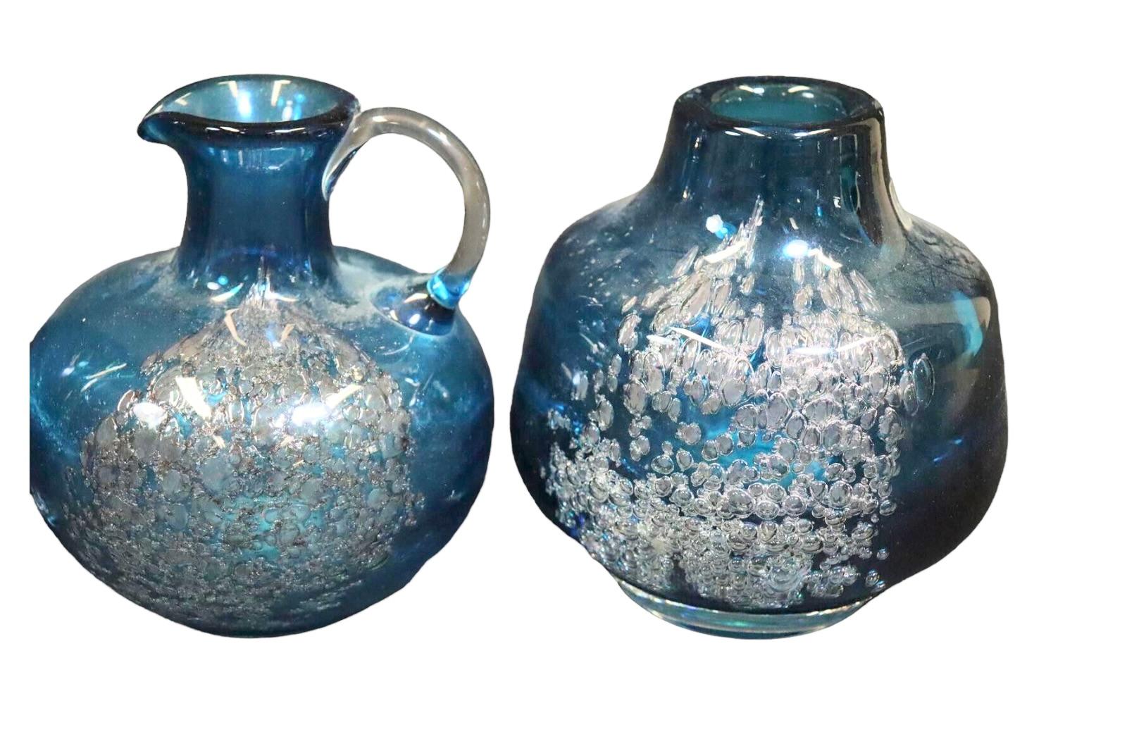 Lot of 5 Blue Swirl Vases Florida Design Heinrich Löffelhardt 60s Pop Art For Sale 7