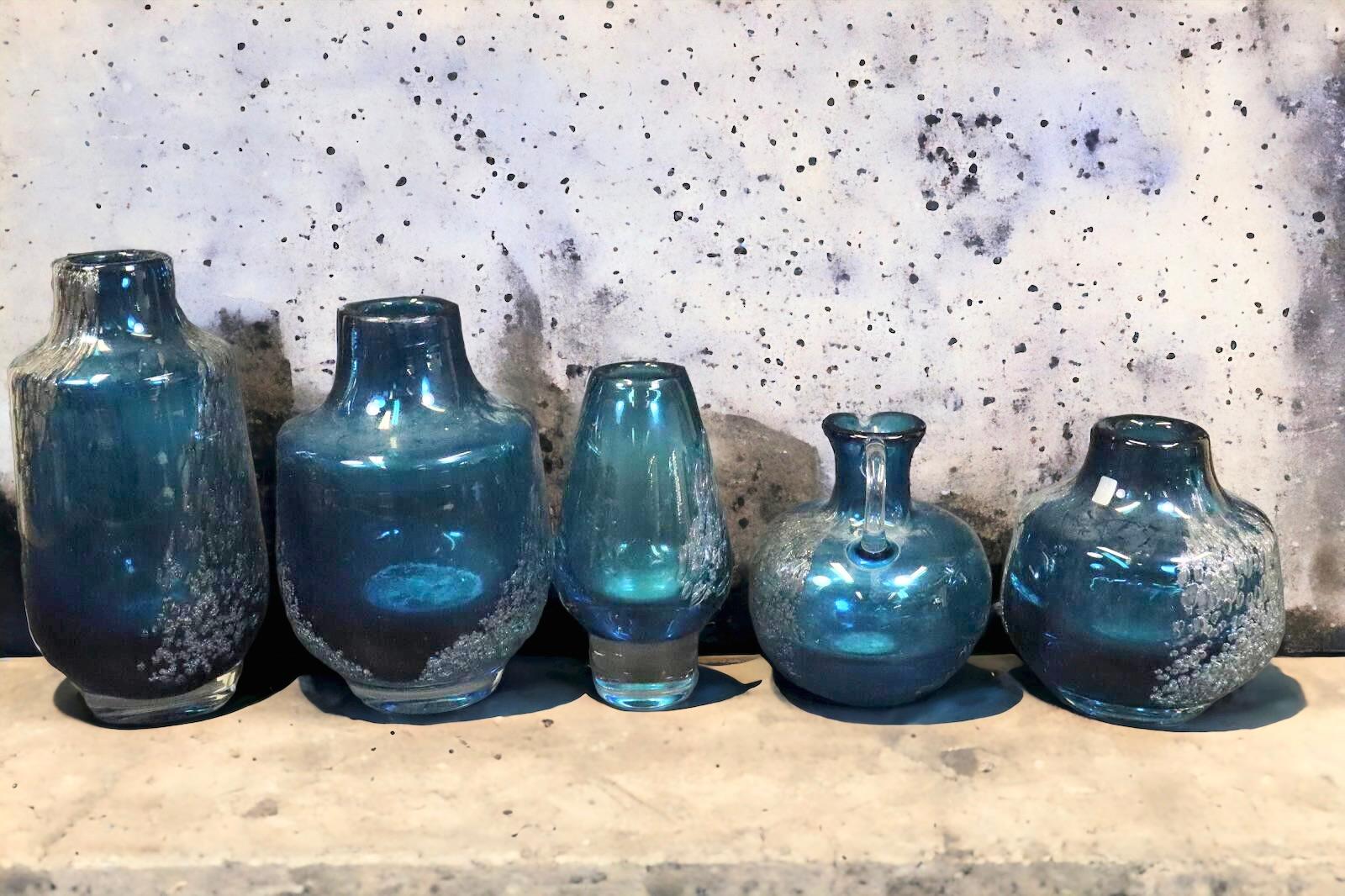 Lot of 5 Blue Swirl Vases Florida Design Heinrich Löffelhardt 60s Pop Art For Sale 8
