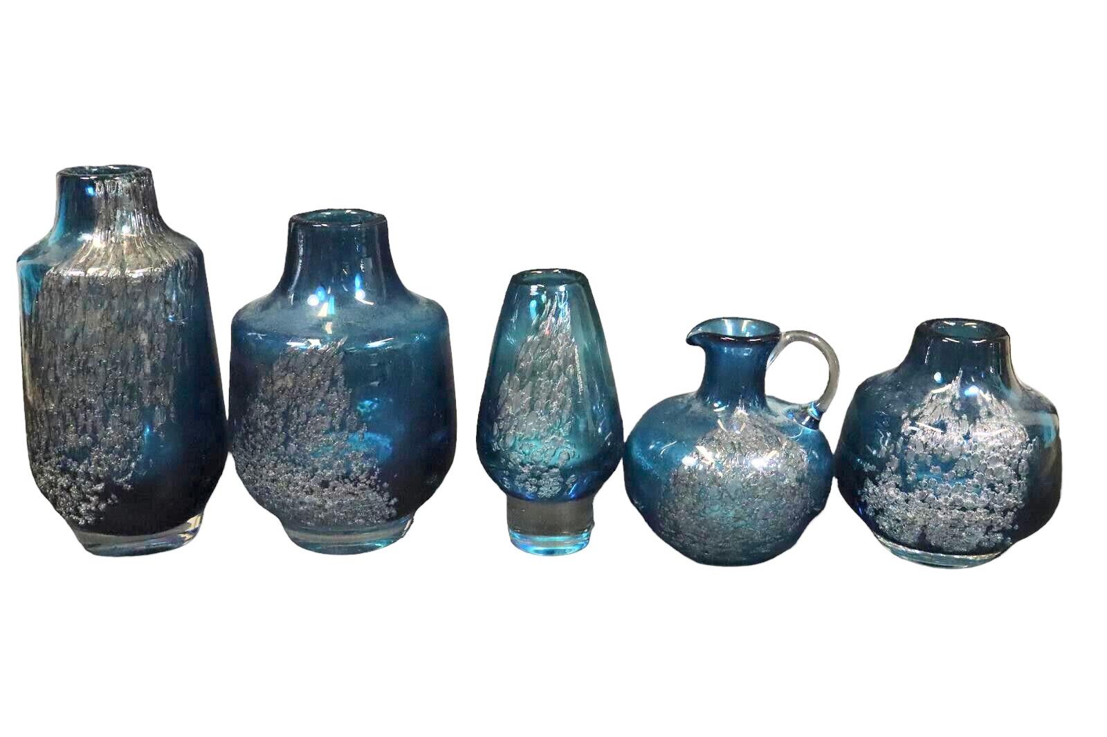 Modern Lot of 5 Blue Swirl Vases Florida Design Heinrich Löffelhardt 60s Pop Art For Sale