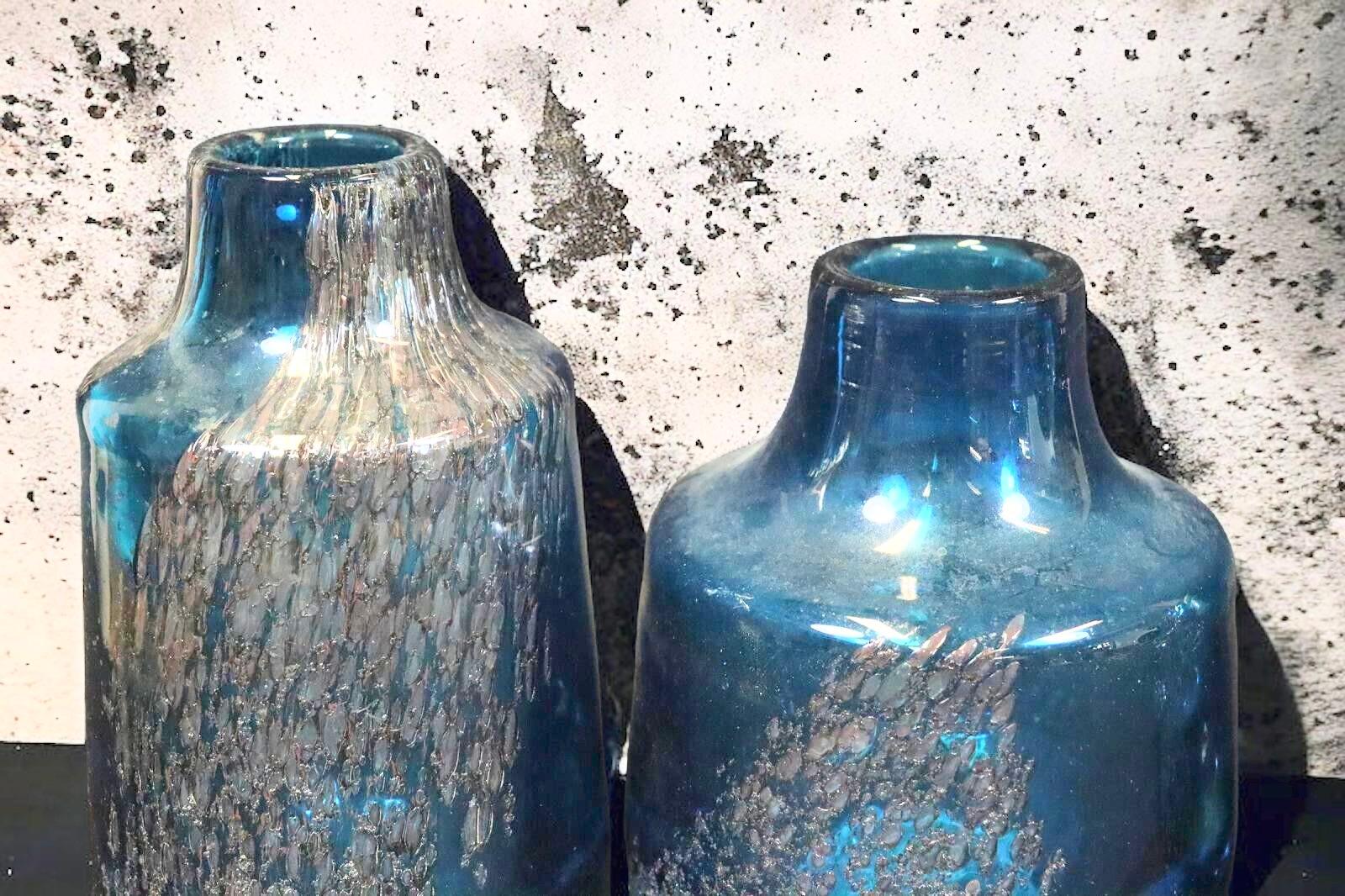 German Lot of 5 Blue Swirl Vases Florida Design Heinrich Löffelhardt 60s Pop Art For Sale