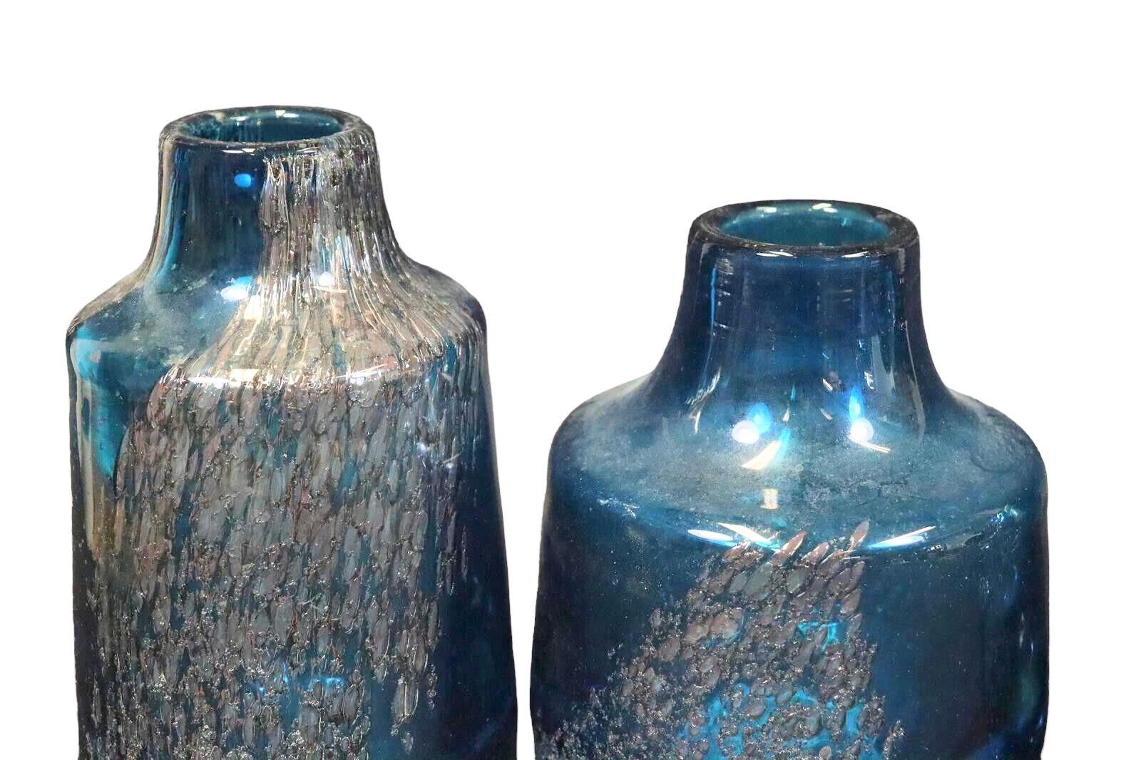 Hand-Crafted Lot of 5 Blue Swirl Vases Florida Design Heinrich Löffelhardt 60s Pop Art For Sale