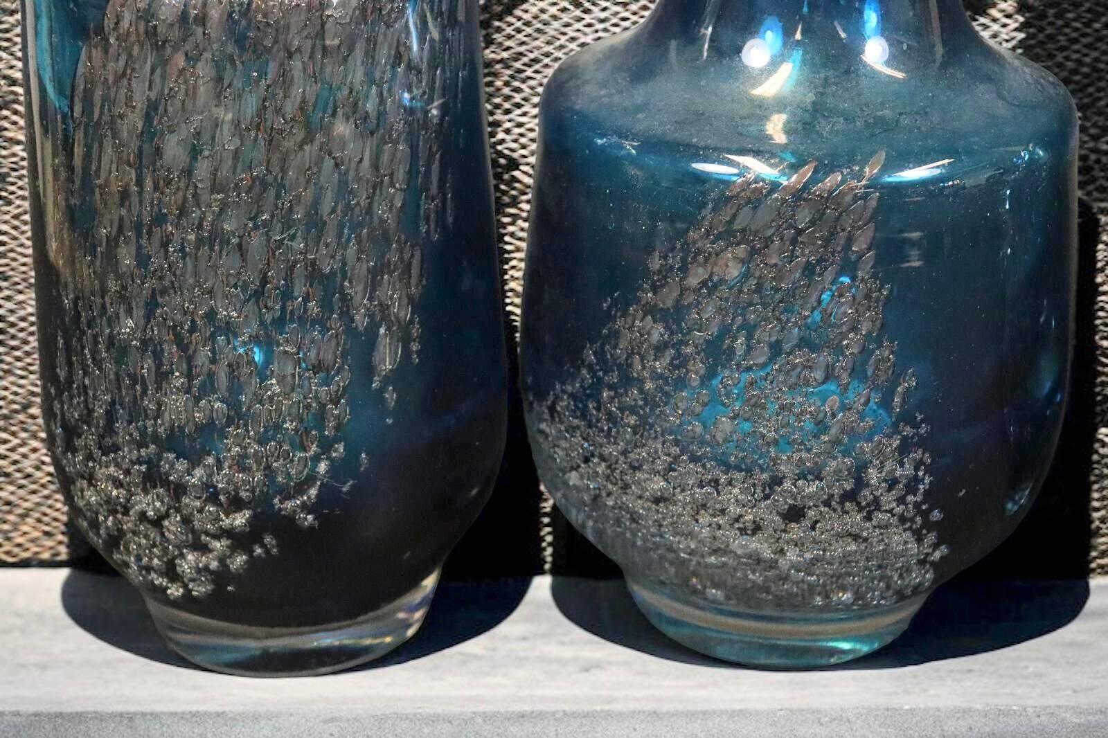 Lot of 5 Blue Swirl Vases Florida Design Heinrich Löffelhardt 60s Pop Art In Good Condition For Sale In Nuernberg, DE