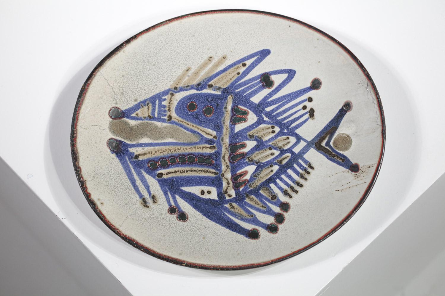 Mid-Century Modern Lot of 5 Ceramic Plates Jean Derval Portal Workshop Vallauris 60s For Sale