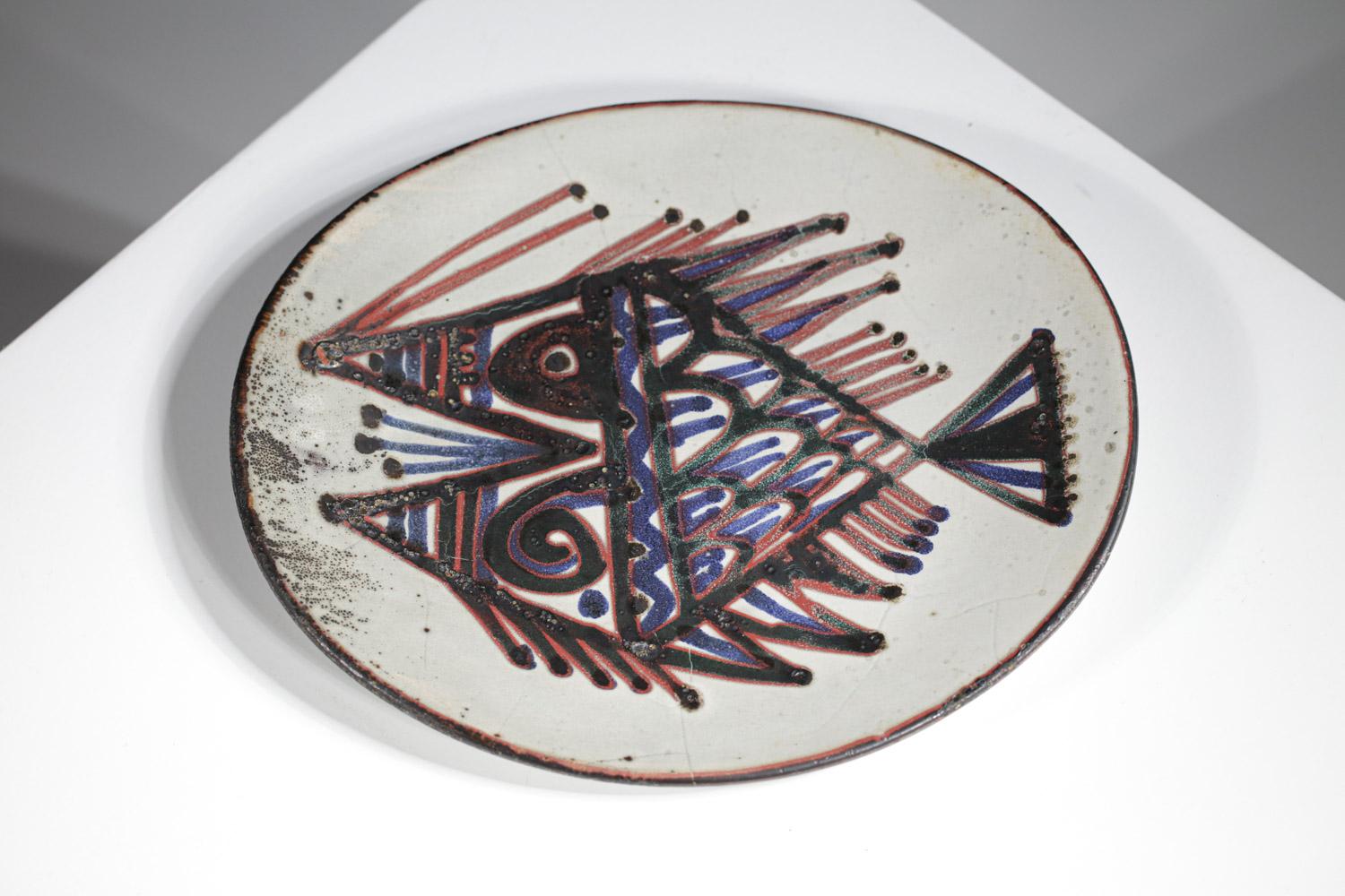 Lot of 5 Ceramic Plates Jean Derval Portal Workshop Vallauris 60s For Sale 1
