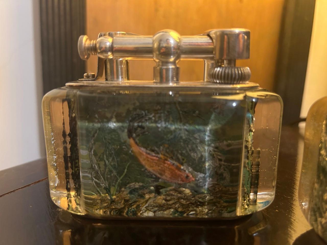 English Lot of 5 Lighters, Rare 1950s Dunhill Aquarium Half Giant Lighters For Sale