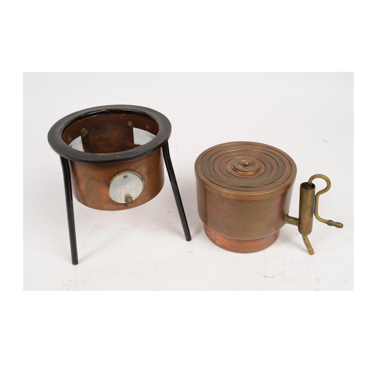 Italian 59 Pieces of Glassware and a Copper Stove from a Scientific Laboratory in Milan