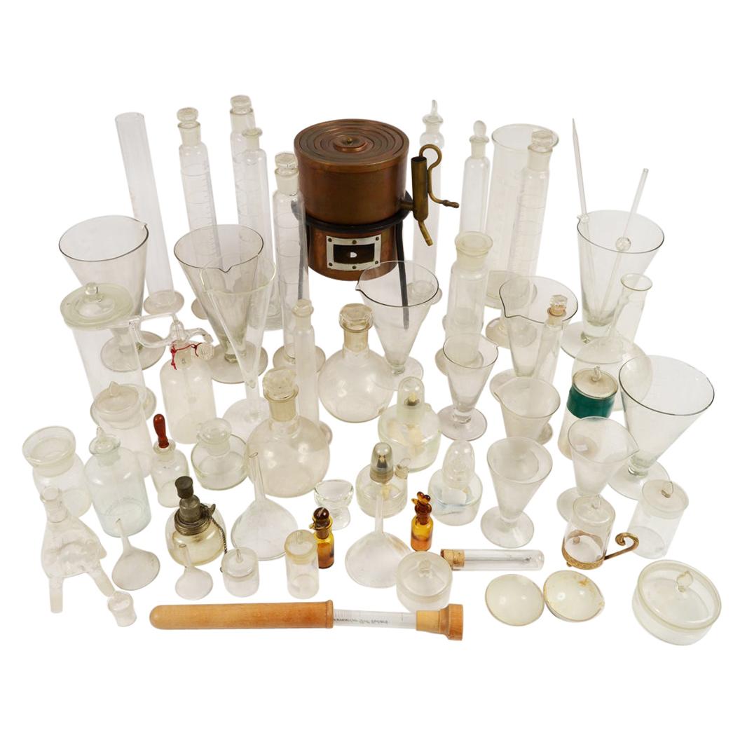 59 Pieces of Glassware and a Copper Stove from a Scientific Laboratory in Milan