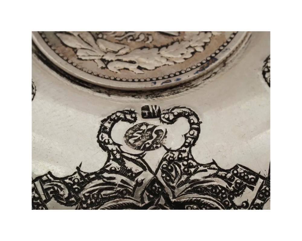 Lot Of 6 Antique Iranian Silver Coin Bowls In Good Condition For Sale In New York, NY