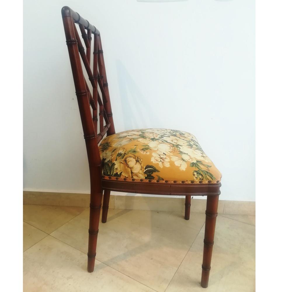 Lot of 6 Dining Chairs Faux Bamboo Chinese Chippendale, 1950s In Excellent Condition In Mombuey, Zamora