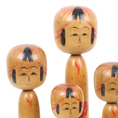 Lot of 7 Kokeshi Dolls Tomio Sato Hand-painted Wood Japan