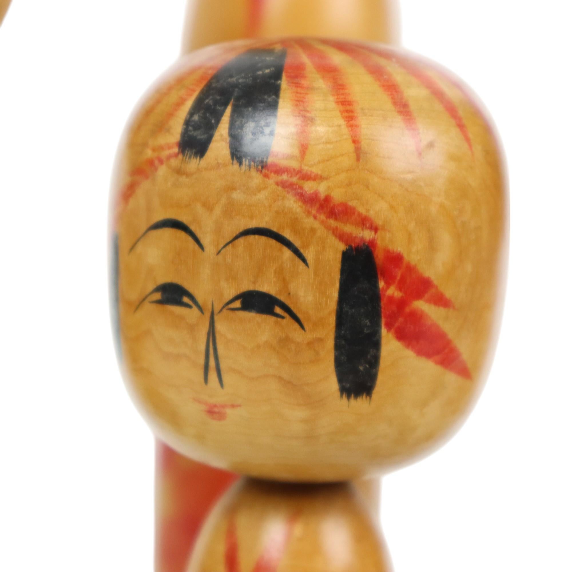 Bois Lot de 7 poupées Kokeshi Tomio Sato en bois peint à la main Japon en vente