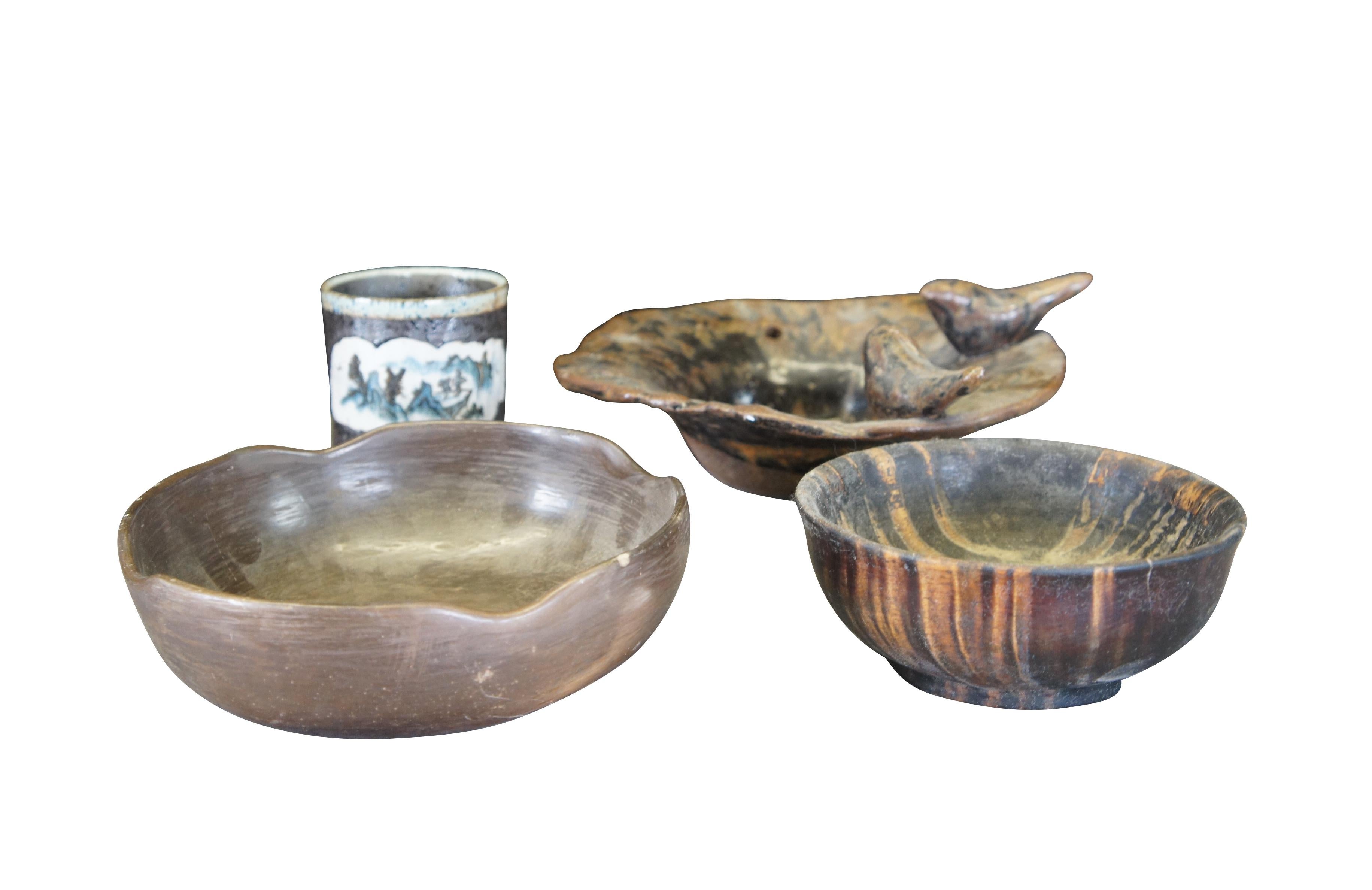 Native American Lot of 7 Midcentury Southwestern Ceramic Art Pottery Bowls Vase Pot Lidded Jar For Sale
