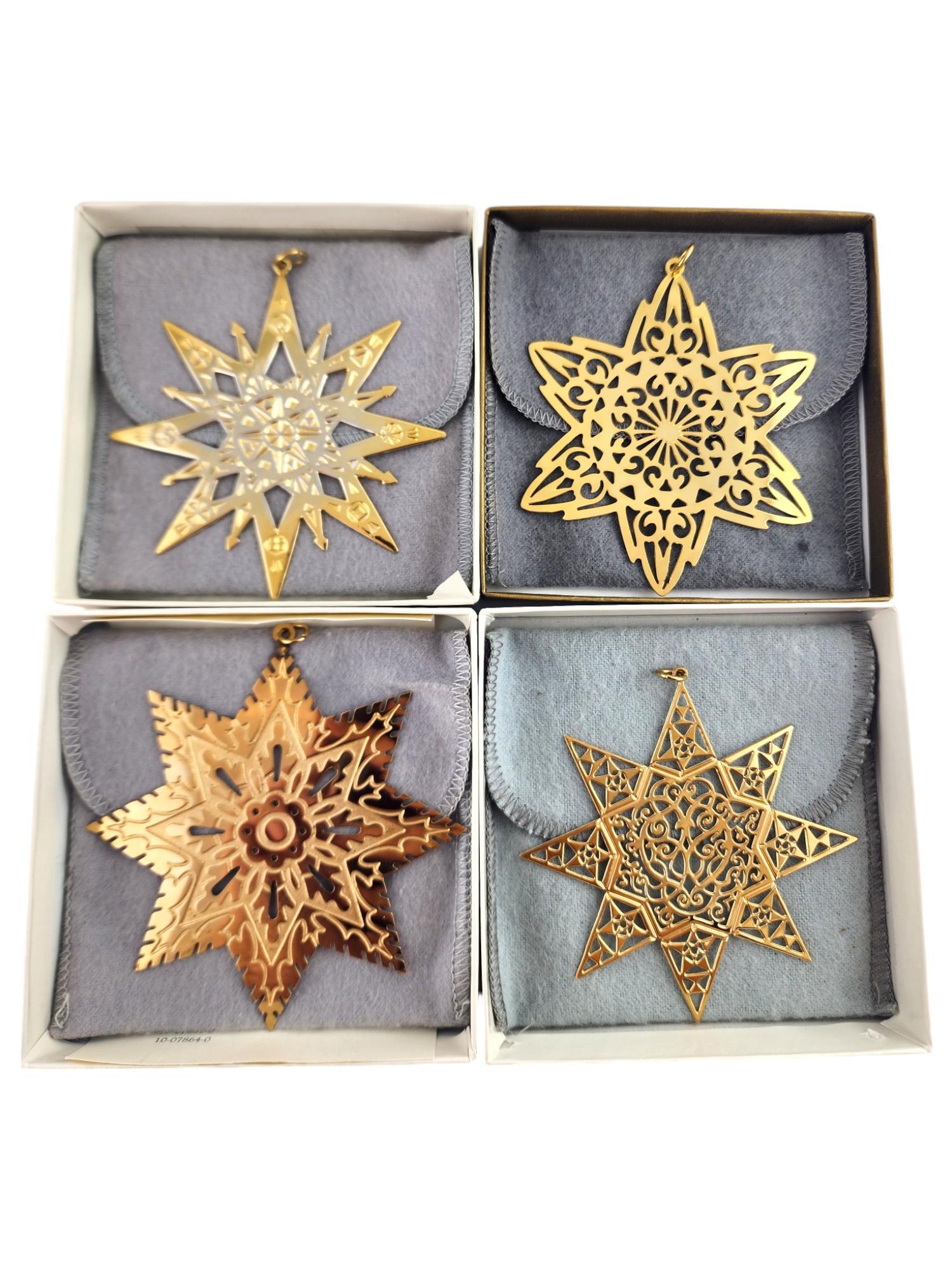 Lot of 7 MMA Sterling Silver Gilded Snowflake Ornaments #18722 In Good Condition In Washington Depot, CT