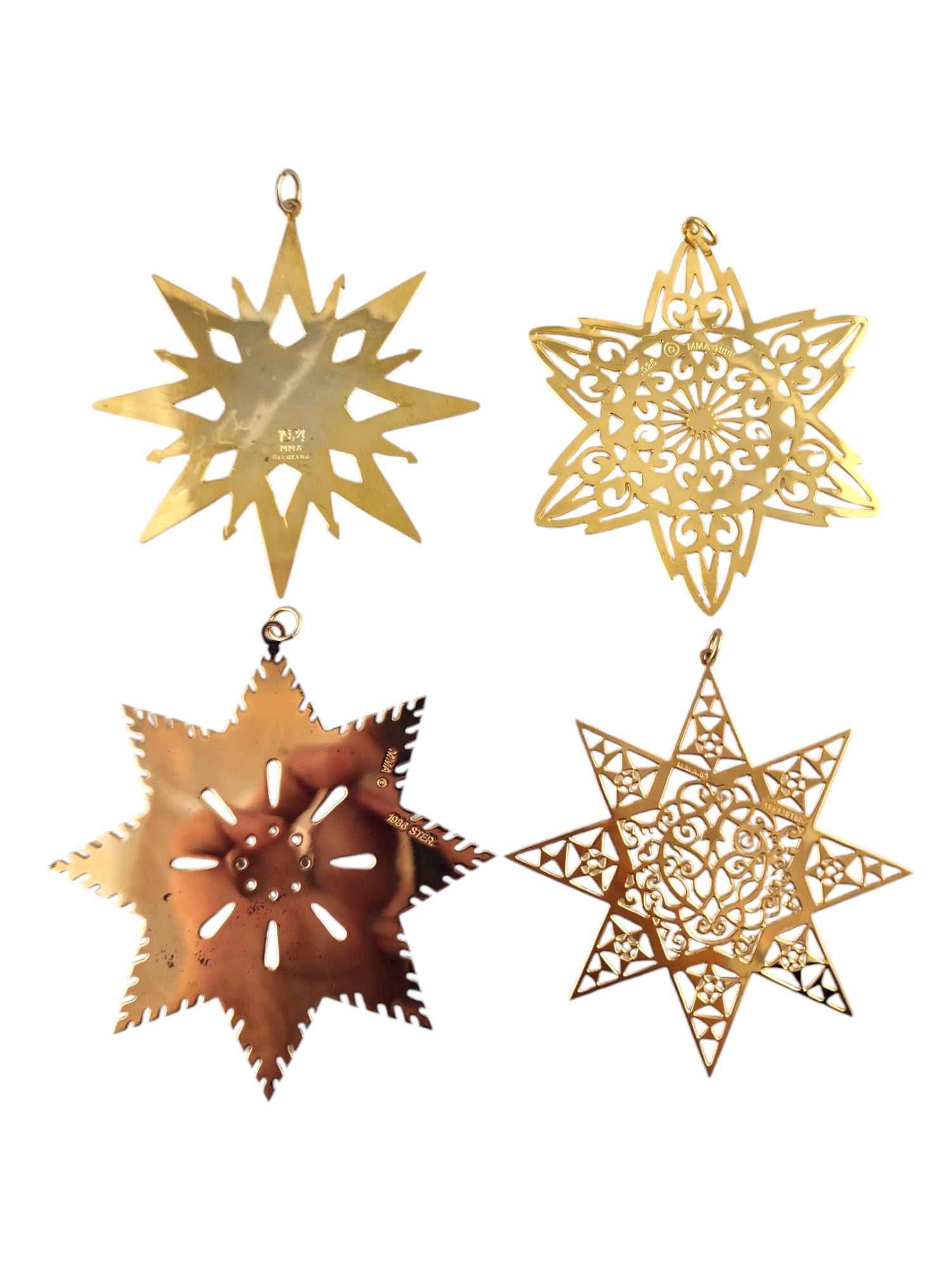 Lot of 7 MMA Sterling Silver Gilded Snowflake Ornaments #18722 3