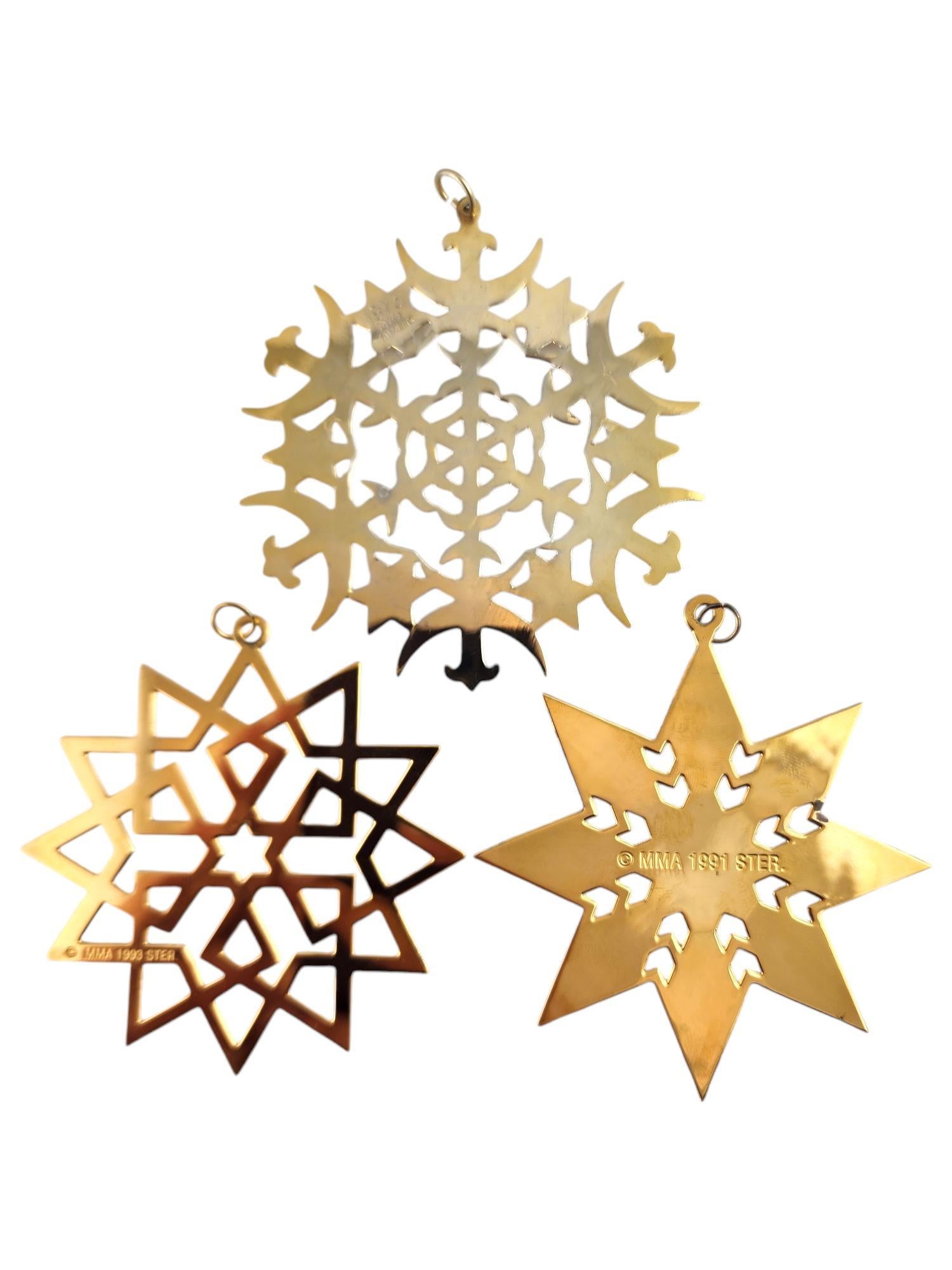 Lot of 7 MMA Sterling Silver Gilded Snowflake Ornaments #18722 4